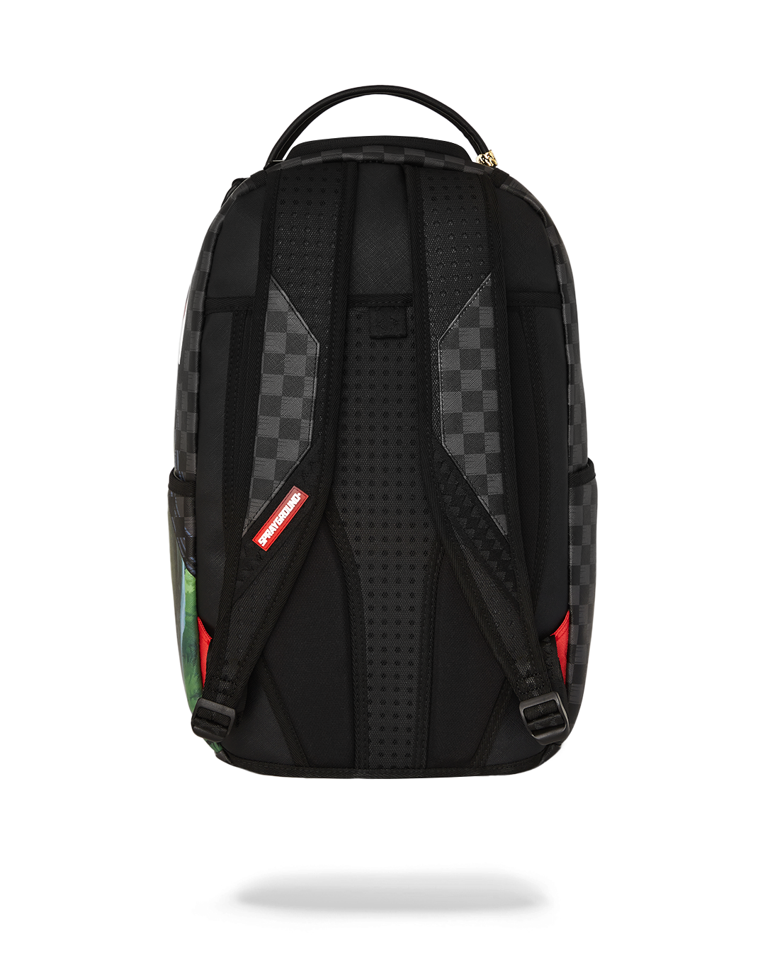 Front view of the leather backpack purse with kunai novelty puller