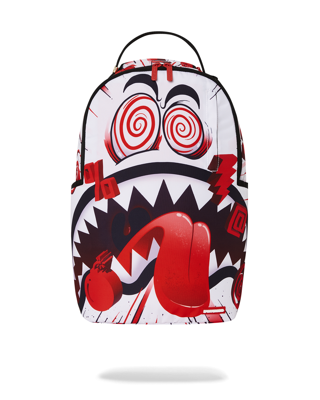 Front view of the Twisted Luxe travel backpack showing gold hardware and urban-ready design