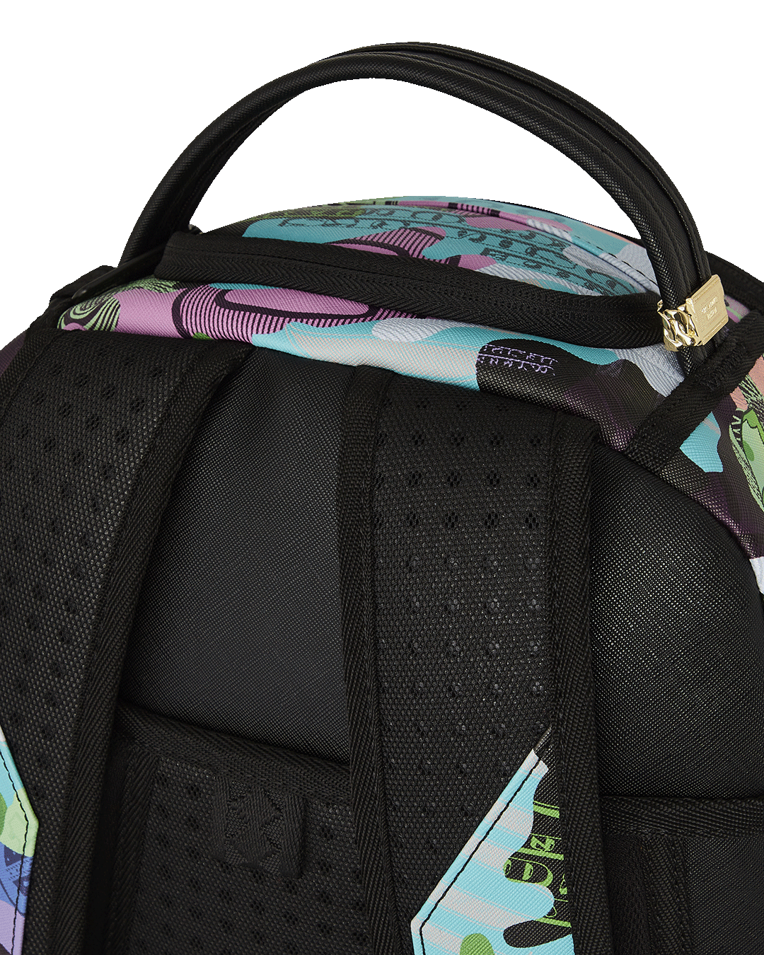 Interior view showing velour laptop compartment in travel backpack for women