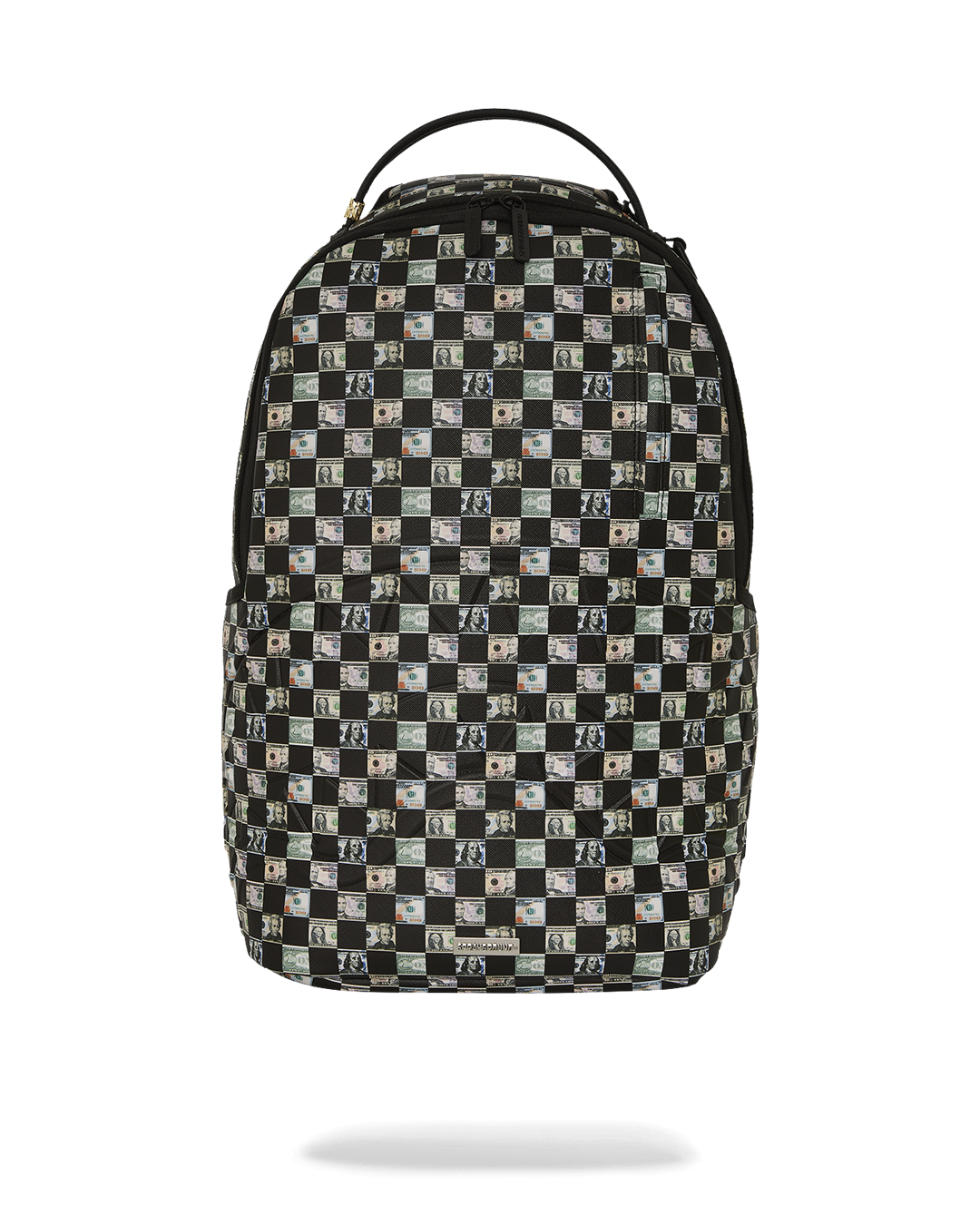 Faux leather backpack with embossed shark mouth design, featuring multiple compartments and ergonomic mesh back padding.