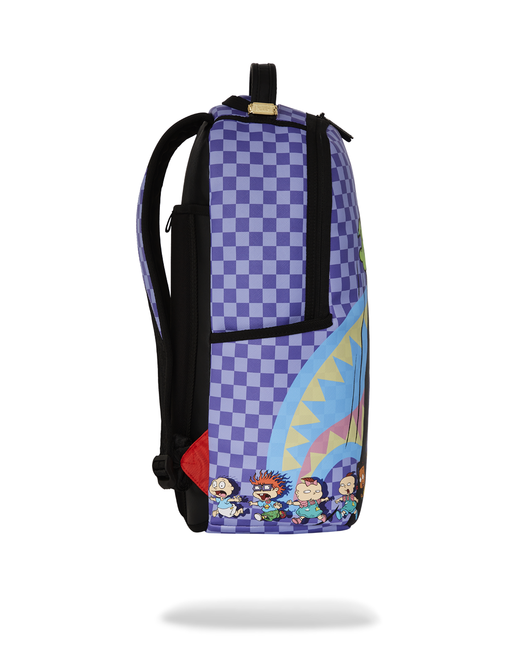Open backpack showing interior laptop sleeve and sunglass compartment.
