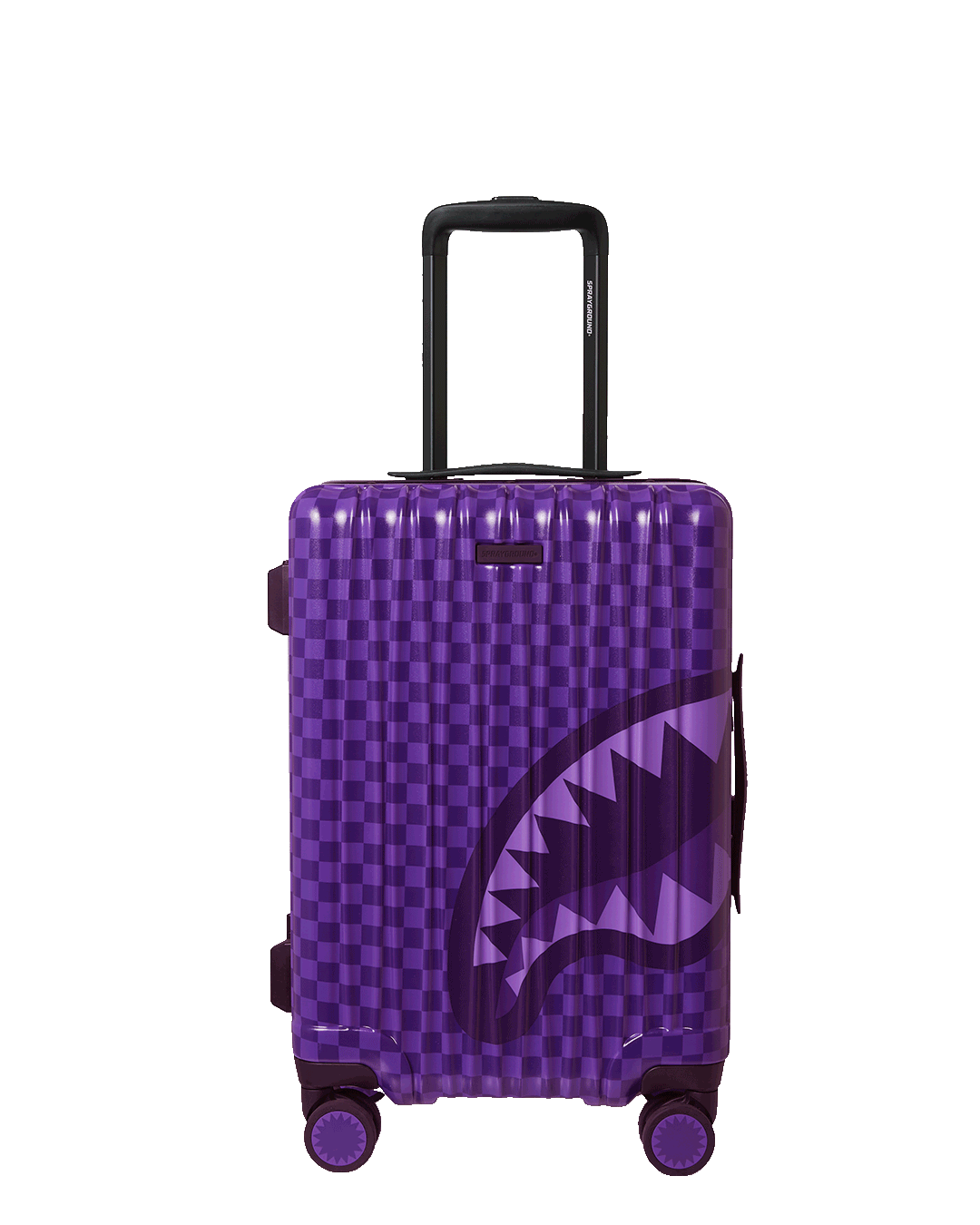 Sprayground Pro Carry-On Luggage - front view showcasing its sleek design and 100% Polycarbonate shell