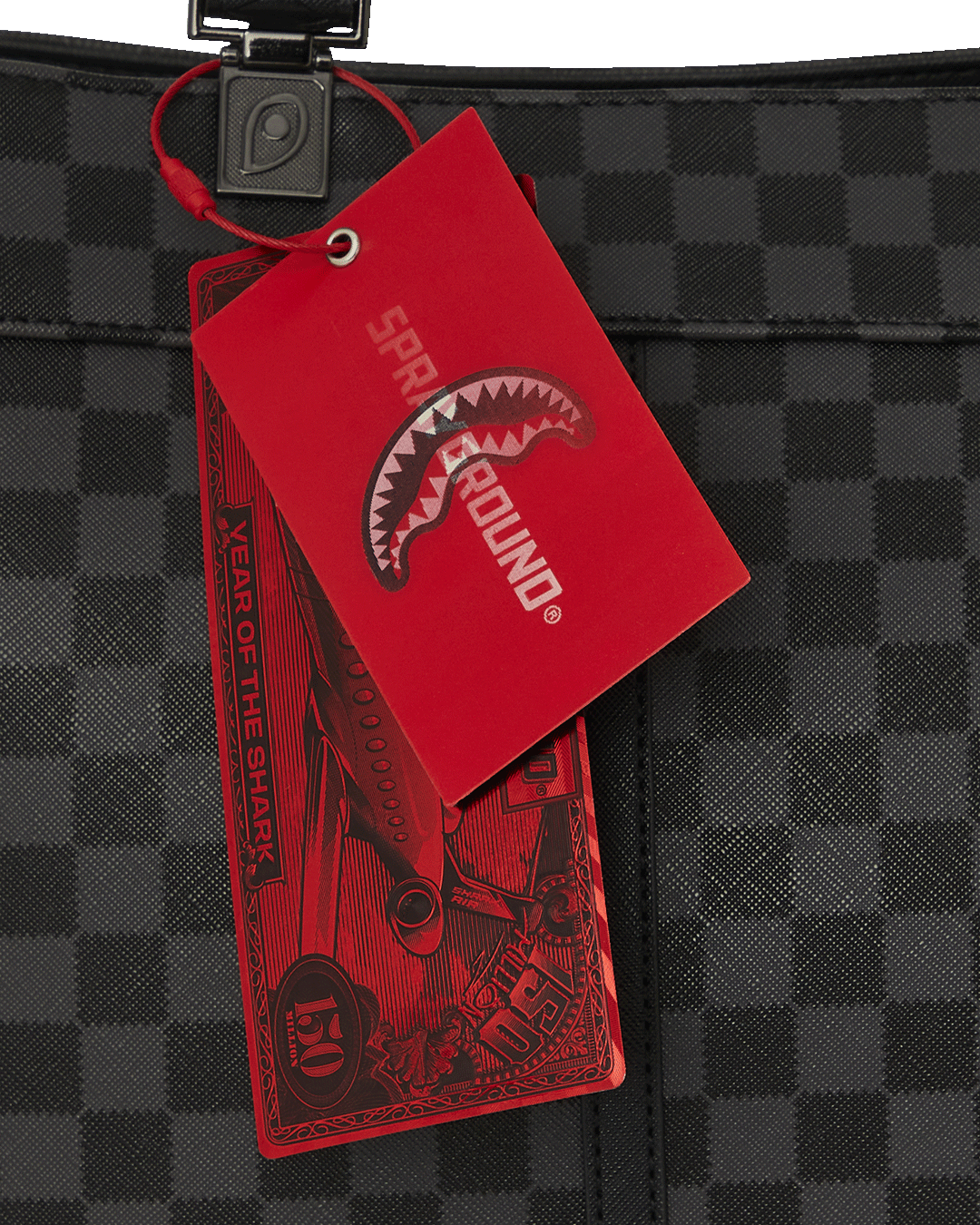 Interior view of Midnight Chateau tote bag showcasing zipper pocket and cellphone holder.
