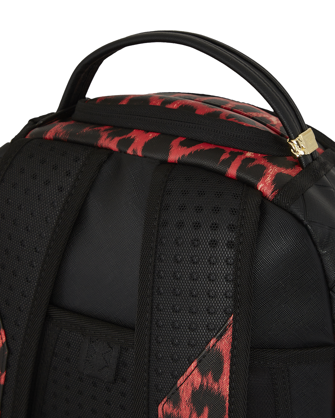 Interior of backpack showing velour laptop compartment and organizer pockets