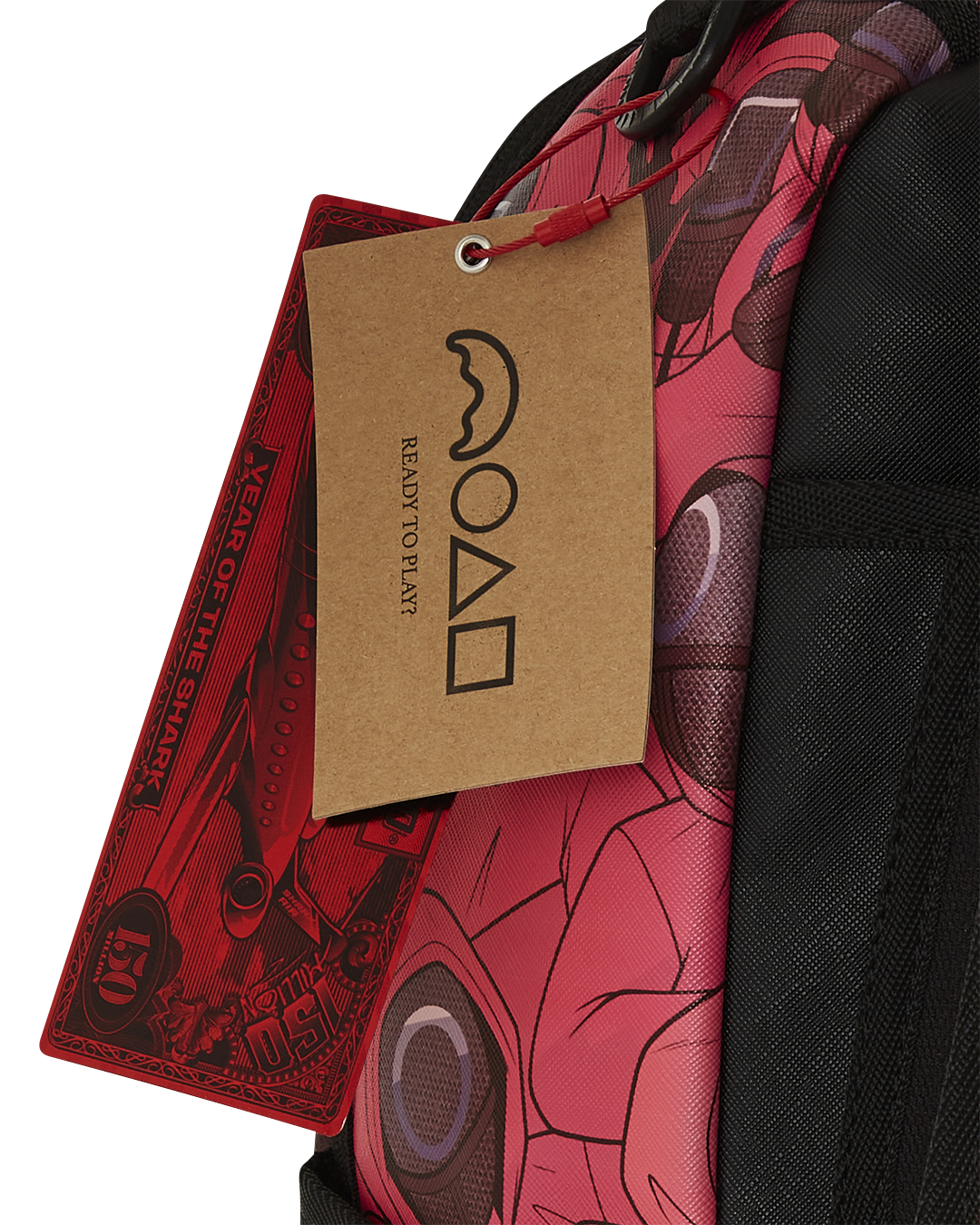 Sprayground Squid Game backpacks interior featuring velour laptop compartment and mesh organizer pocket