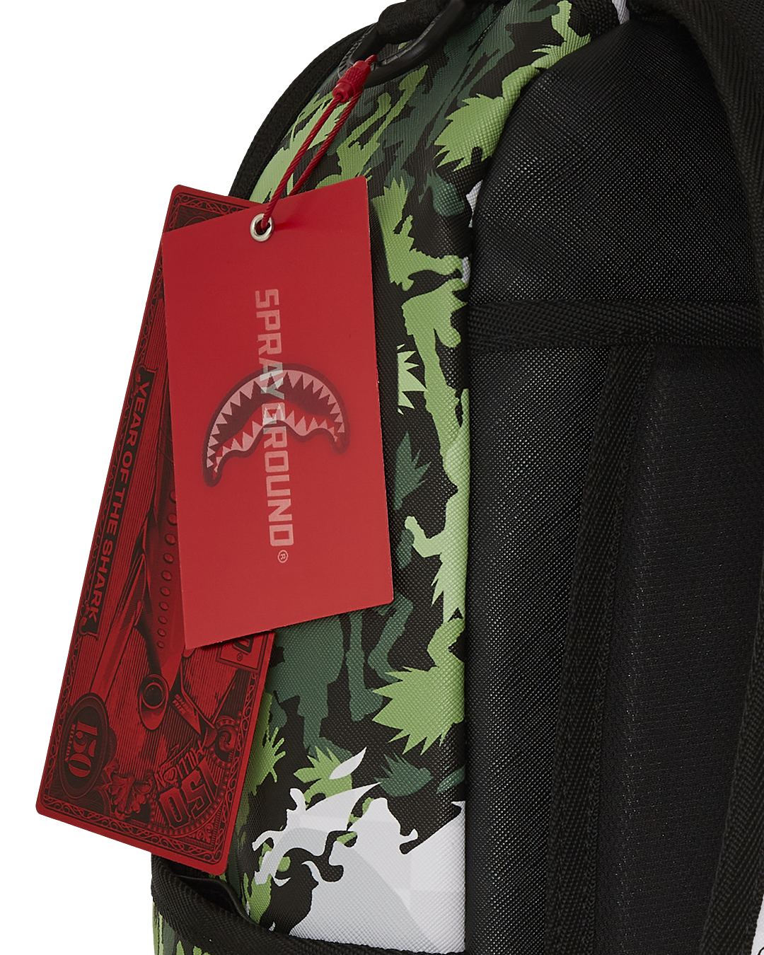 Sprayground Hunter X Hunter backpack with faux leather exterior and gold zippers