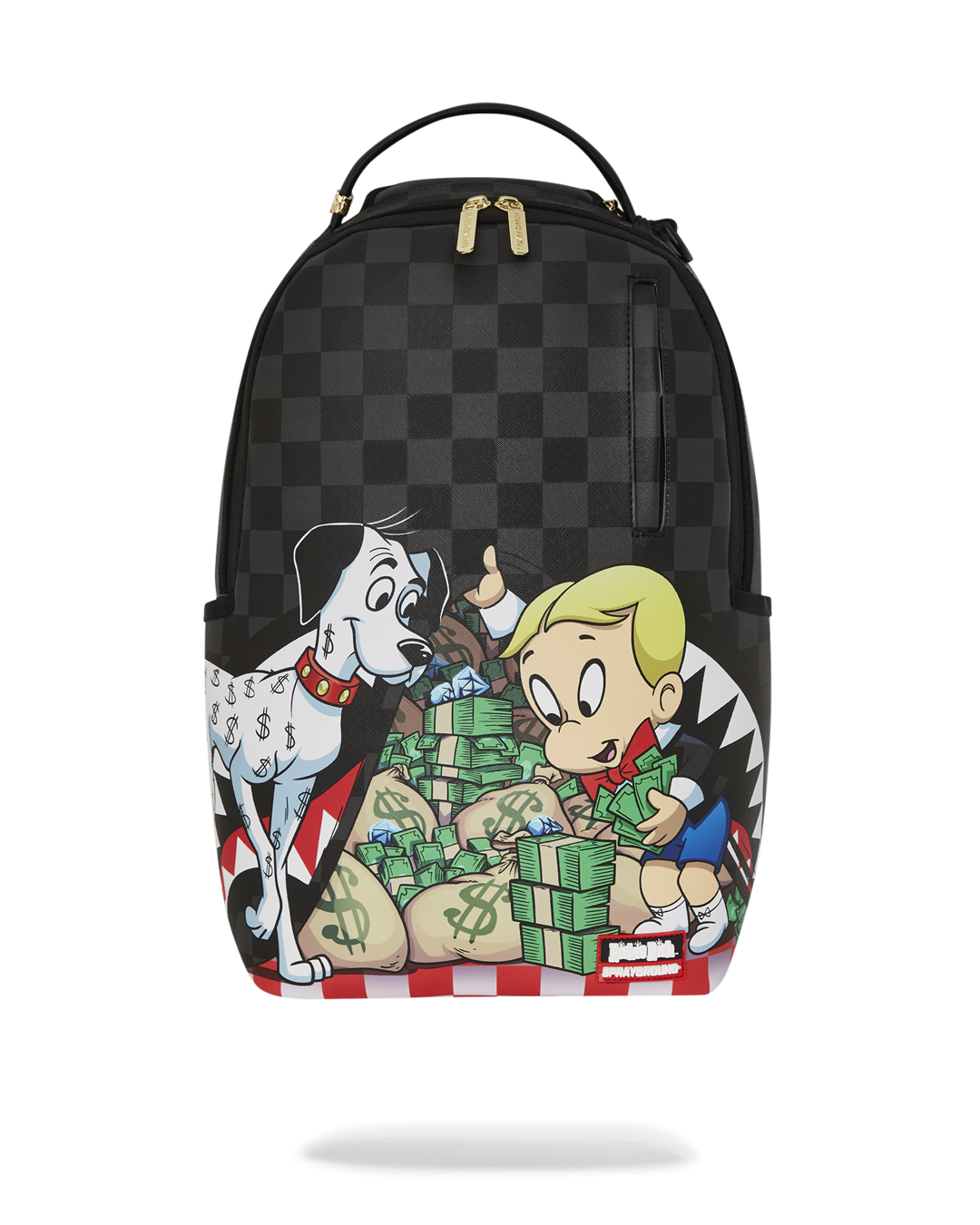 Richie Rich Deluxe Faux Leather Backpack front view showcasing pockets