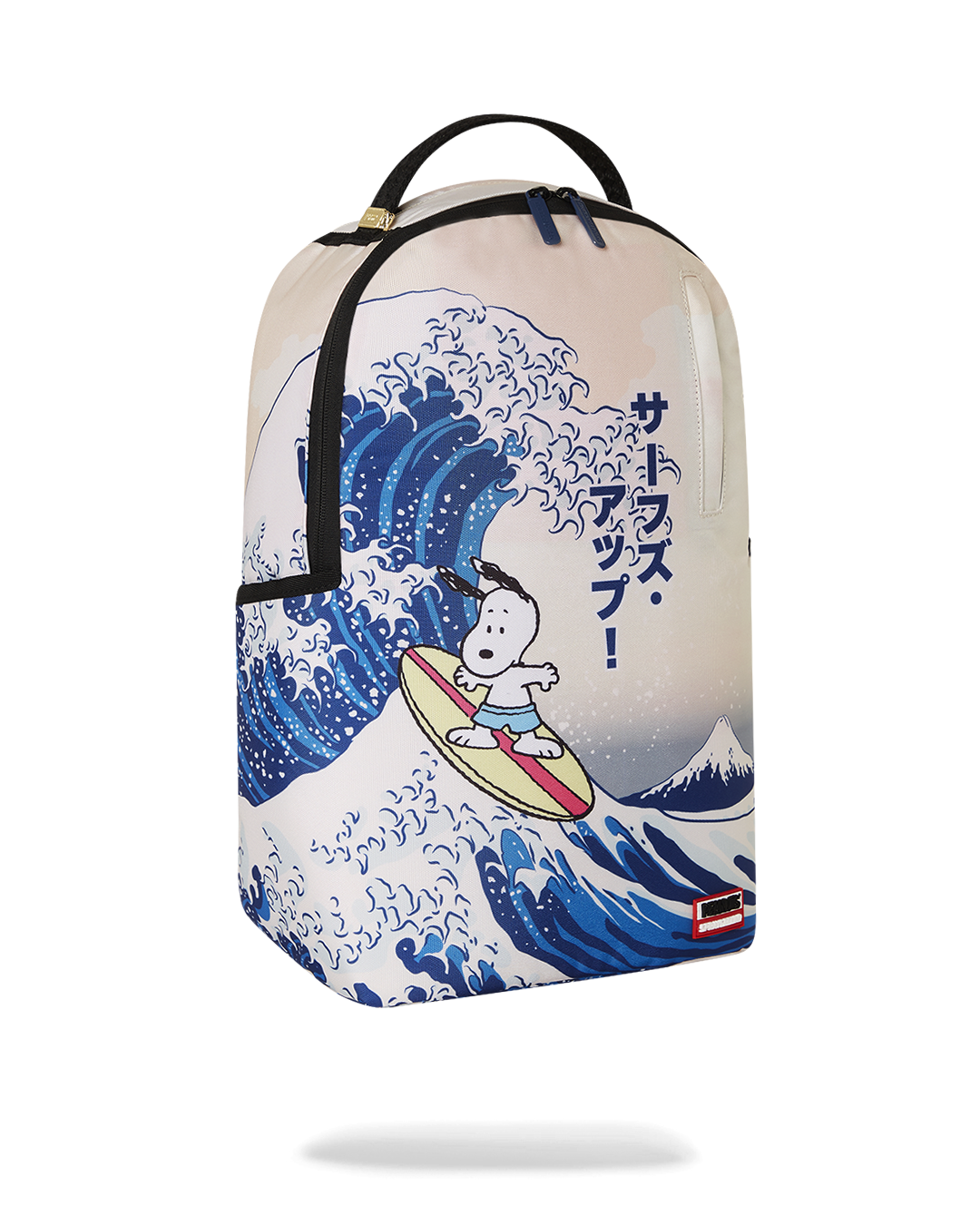 Sprayground Snoopy Wave Rider backpack in pink, showing ergonomic mesh back padding