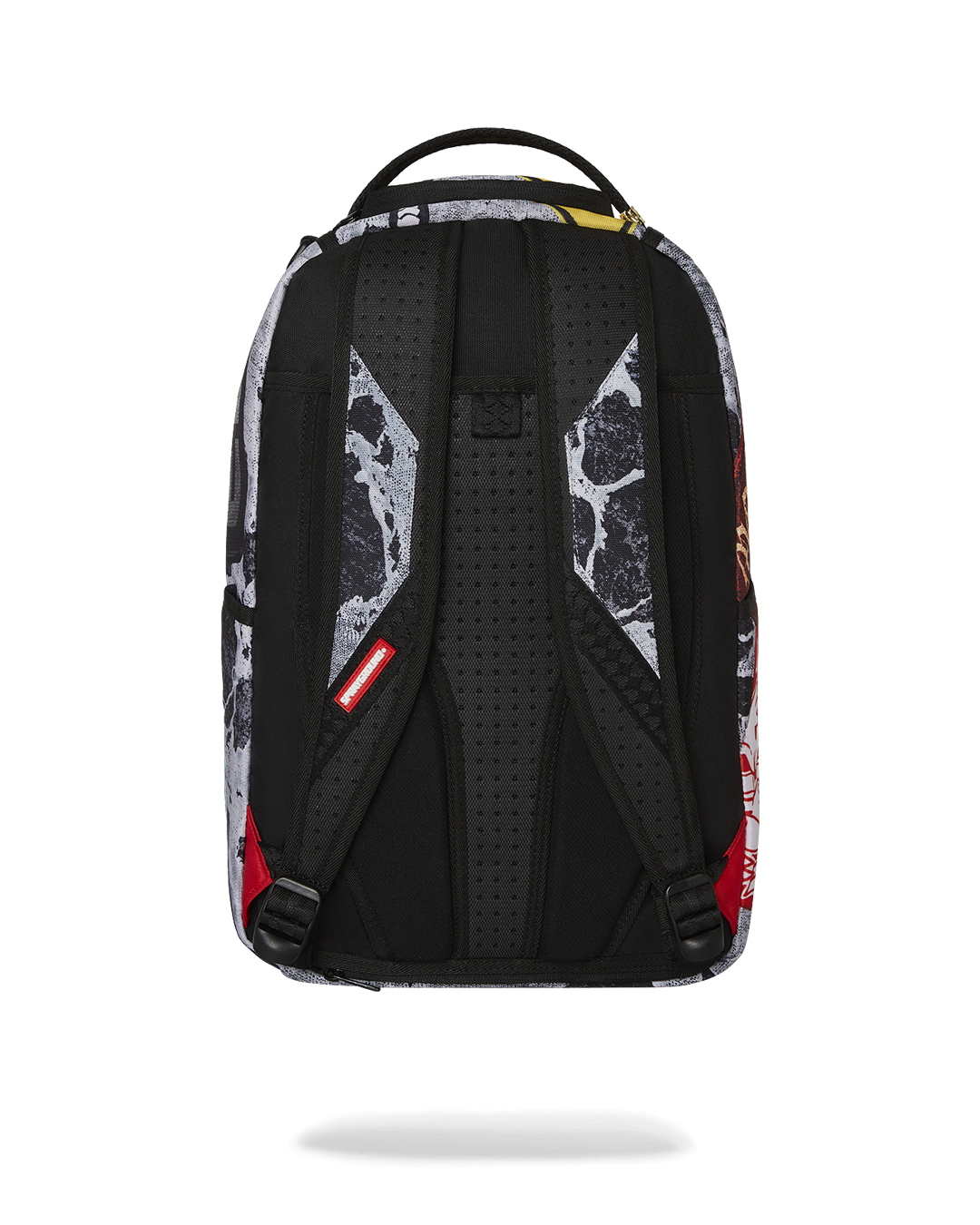 Sprayground Hallway Hero Dlxr backpack front view with gold zippers.