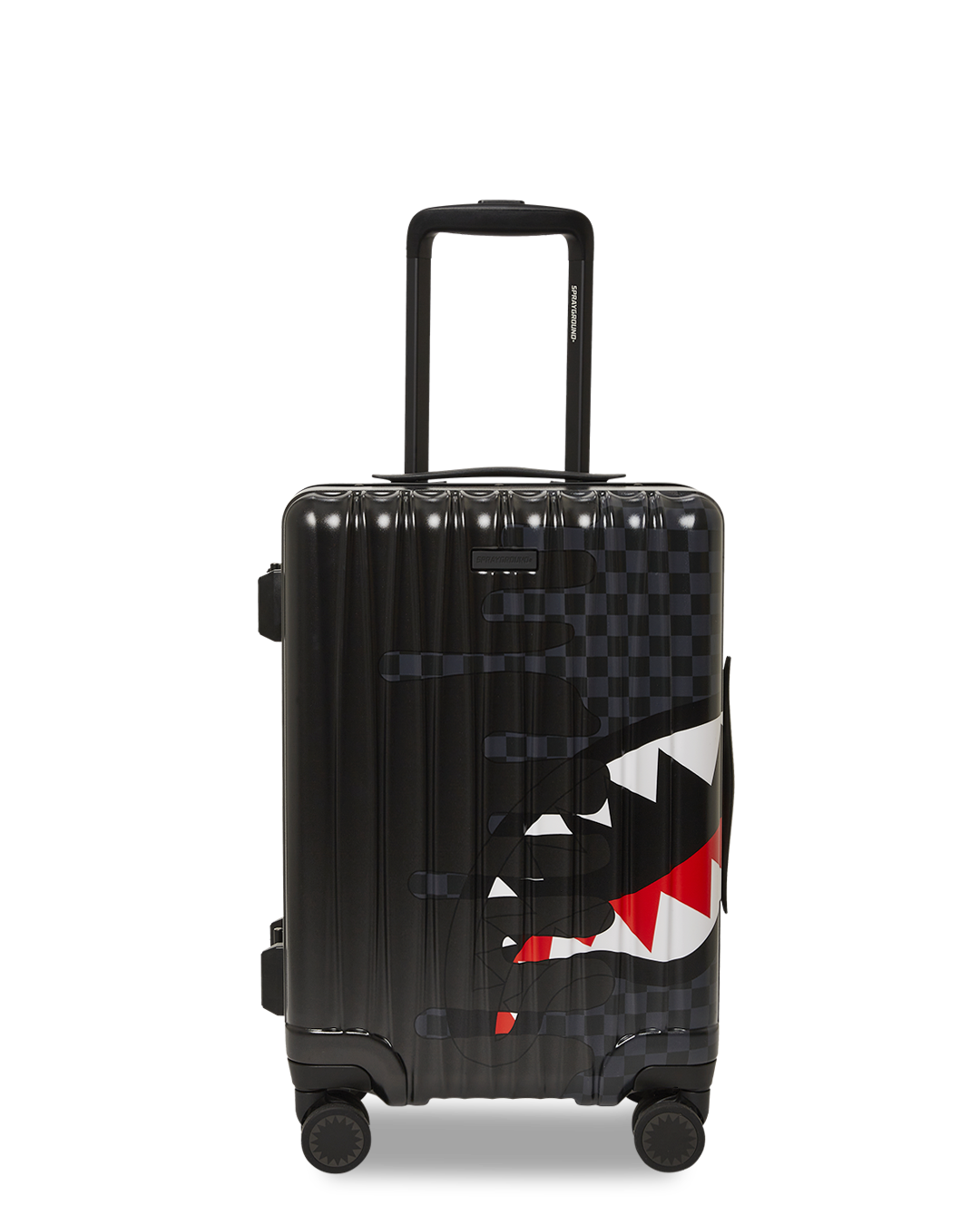 SpeedShark hardshell carry-on luggage in use at an airport, demonstrating its maneuverability