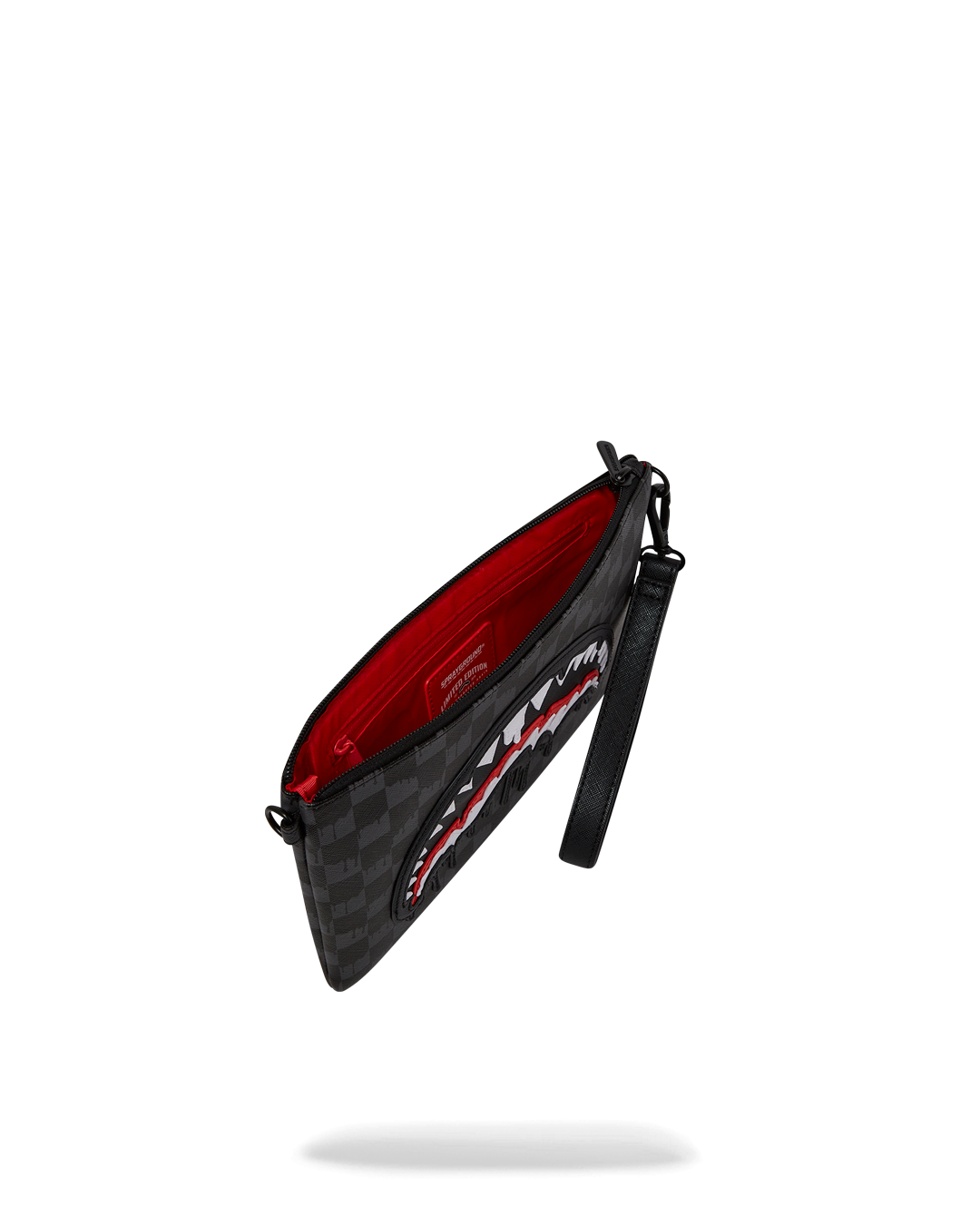 Interior view of ThunderDrip Shark Clutch with pocket