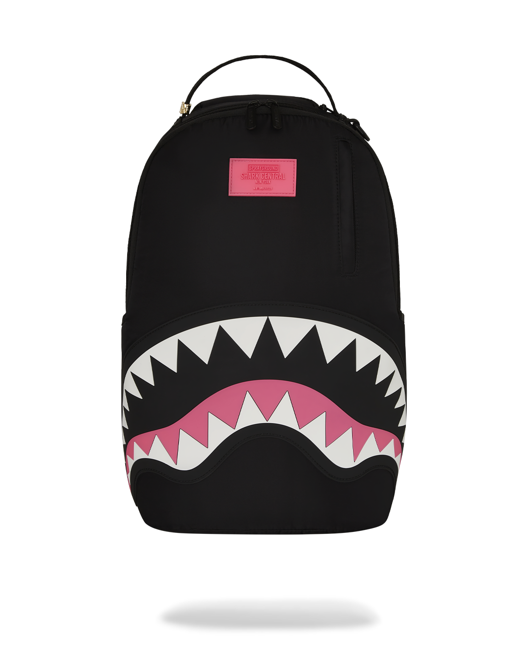 Sprayground Shark backpack with neon venom design, front view