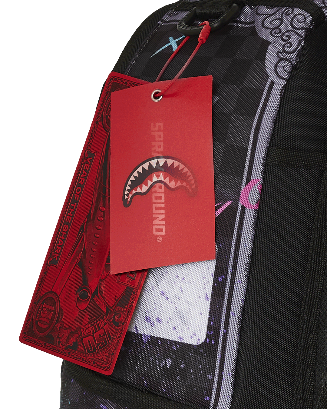Side view of the backpack with side pockets and adjustable straps