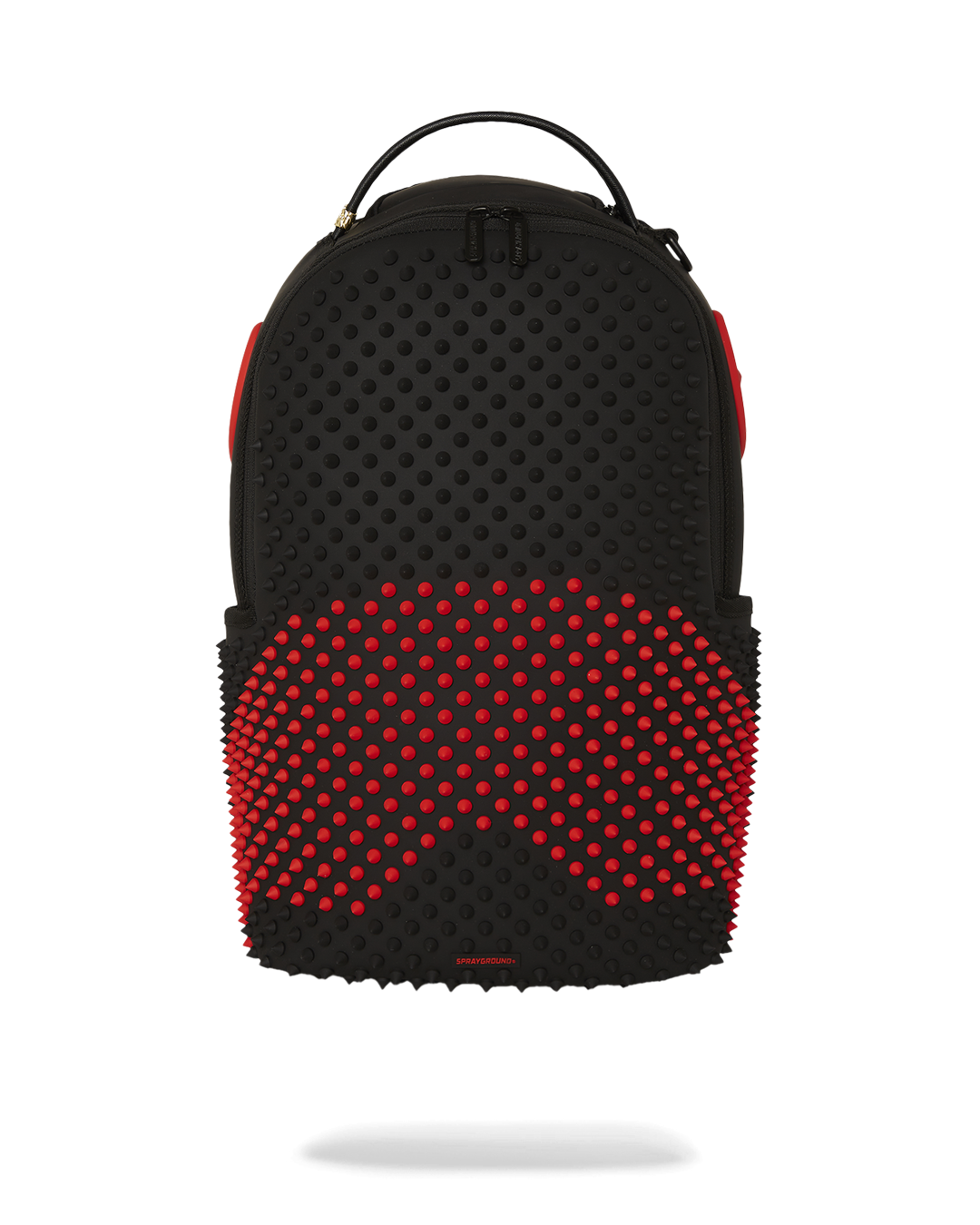 Front view of Spike Faux Leather Backpack showcasing rubber spikes.