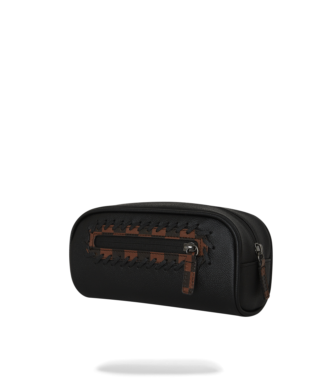 Inside view of the compact makeup pouch with zipper closure