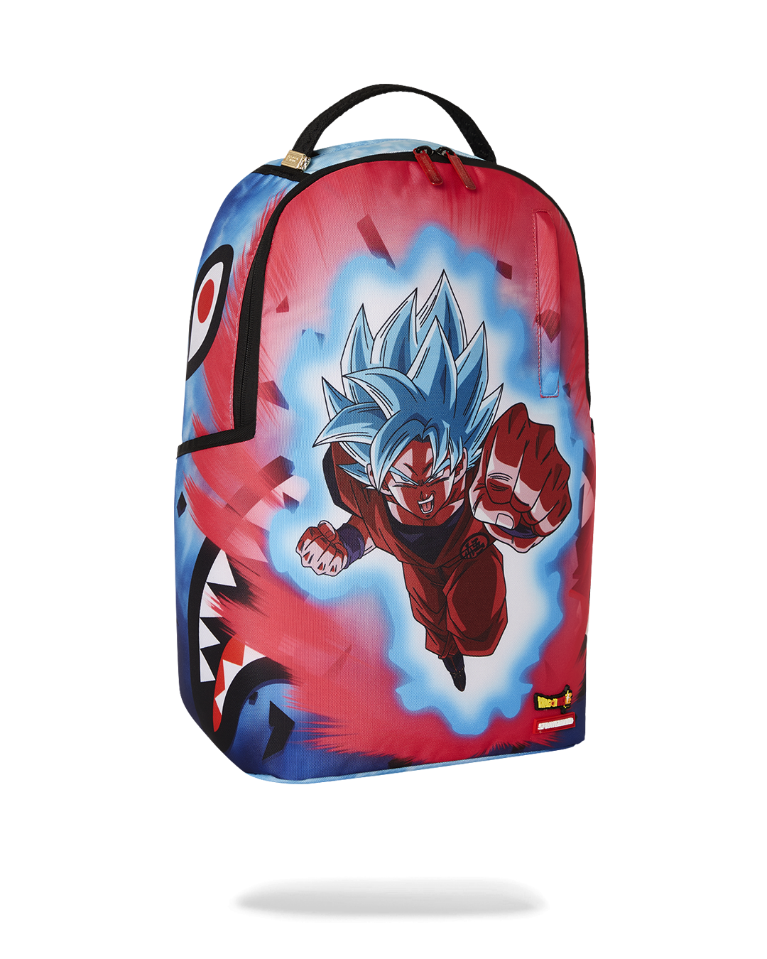 Side view of the anime backpack showing ergonomic padding and luggage sleeve.