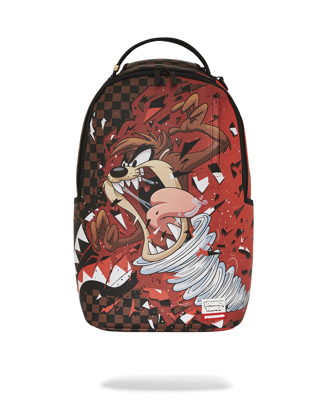 Front view of the Taz fashion backpack showcasing its compartments