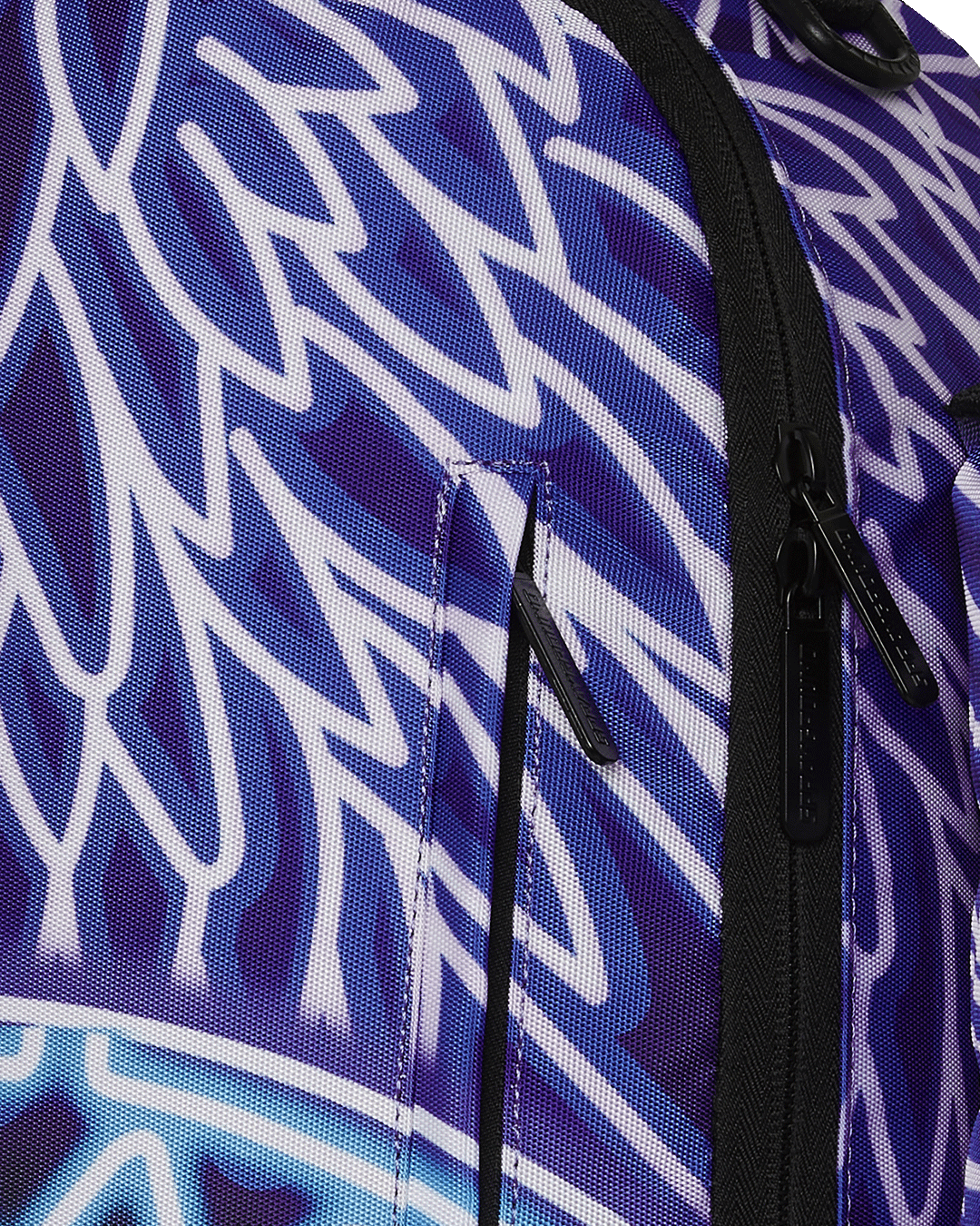 Front view of the Neon Wings Deluxe faux leather backpack showcasing its spacious design.