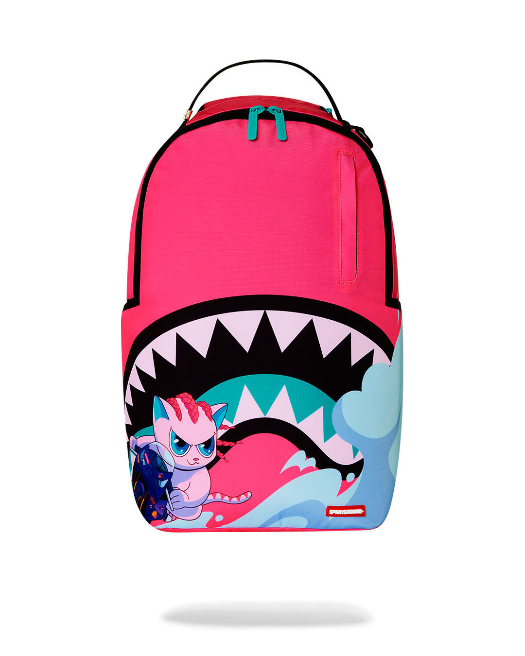 Side view of ergonomic backpack with velour laptop pocket