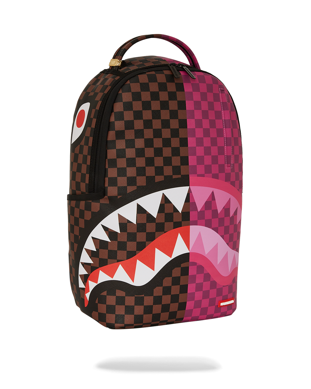 Side angle of the backpack displaying side pockets and adjustable straps