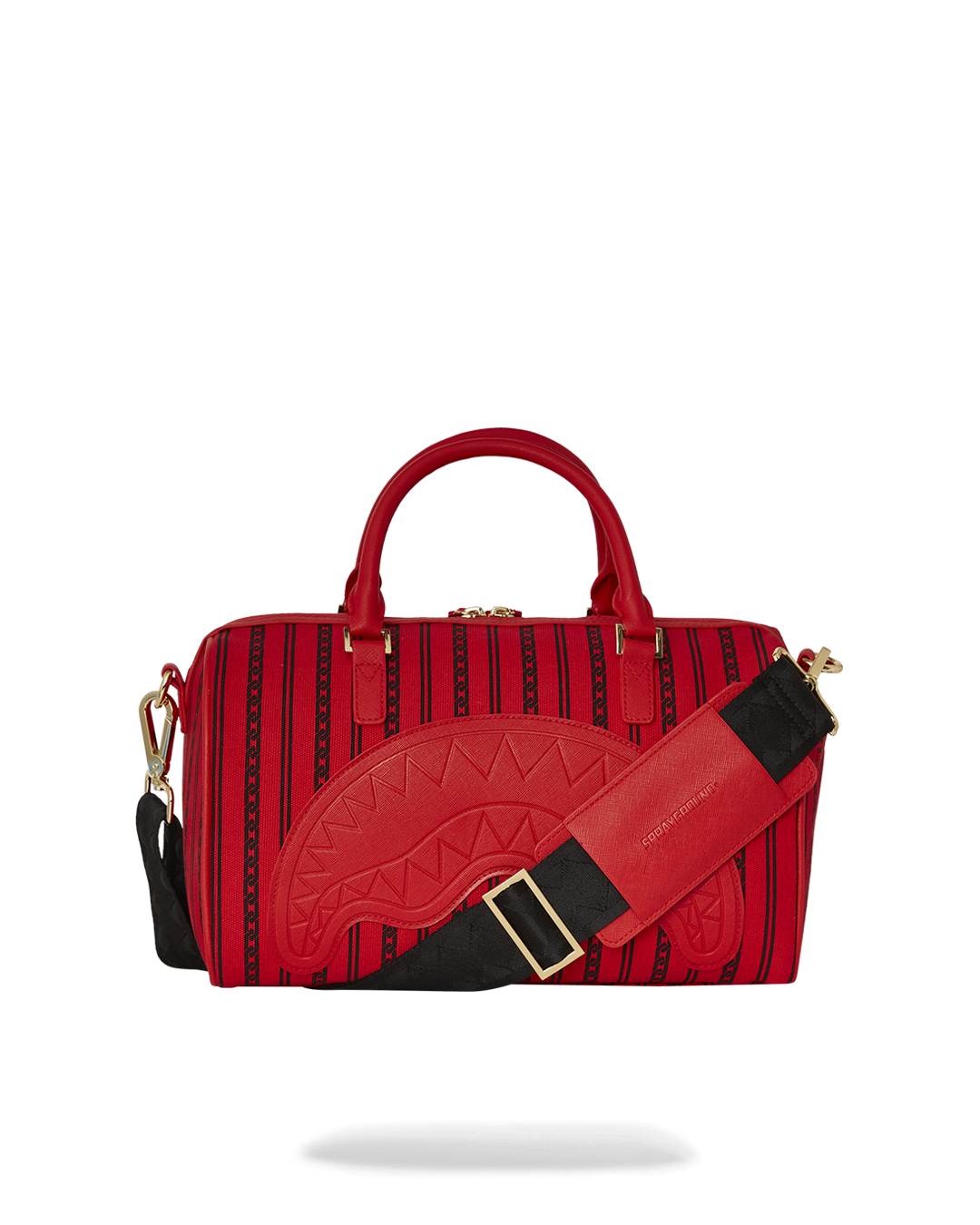 SkyChain mini duffle with adjustable crossbody strap on a city street