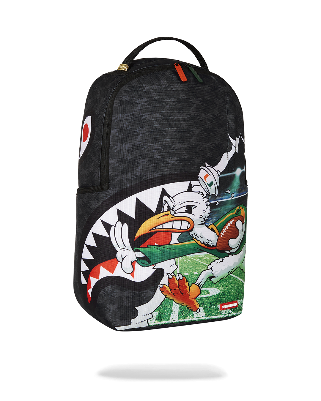 Side angle of the Touchdown backpack with adjustable straps and metal hardware.