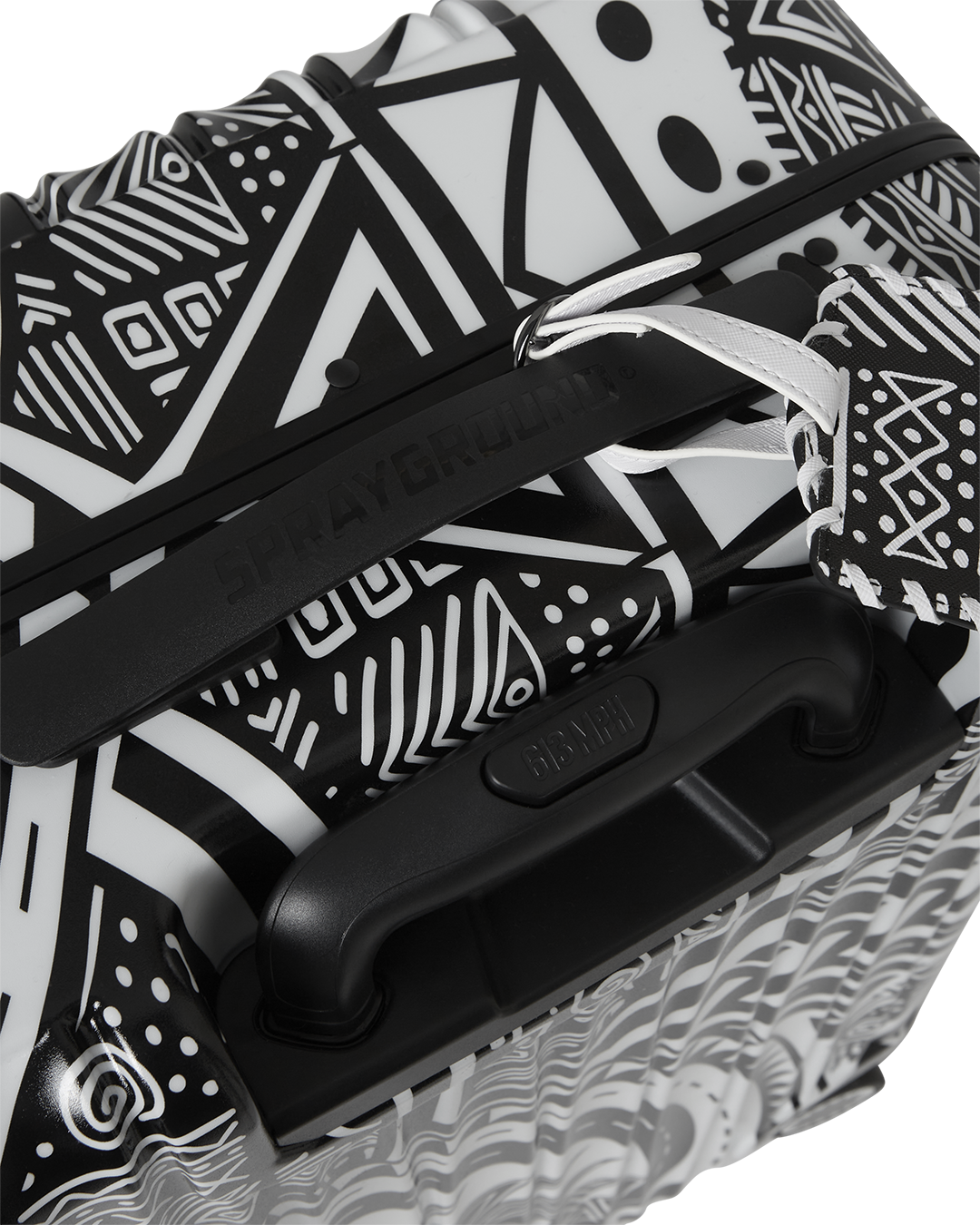 A.I. African Intelligence Skyhawk Carry-On Luggage - Sandflower Edition, front view with patented Shark Sculpture design