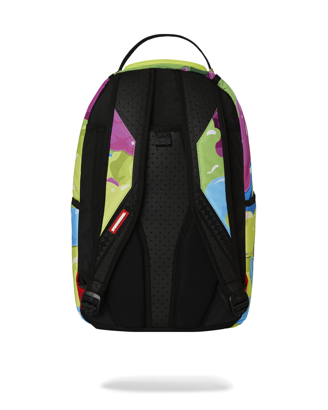 Gummy Spray DLXR backpack with ergonomic mesh back padding and gold zippers, perfect for travel