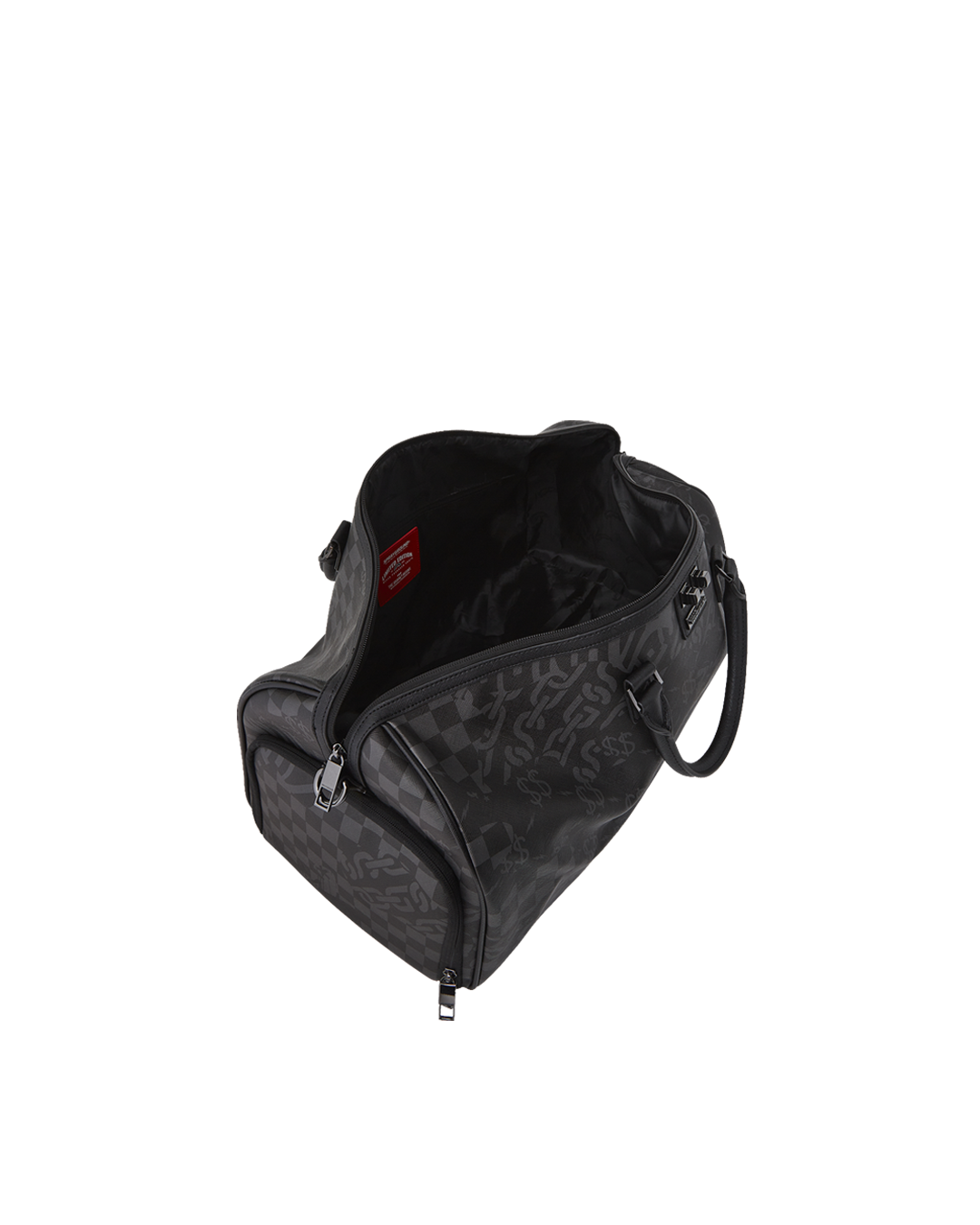 Emperor faux leather duffle bag held by traveler in airport setting