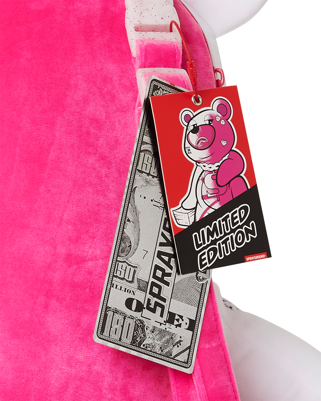 Sprayground Teddy Bear Backpack Limited Edition - front view with all pockets open