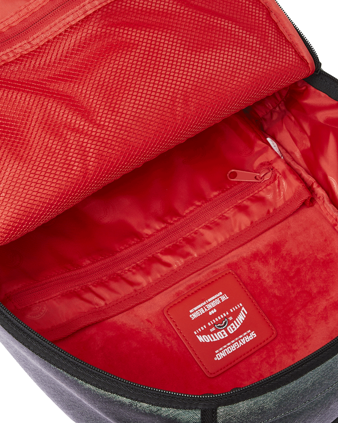 Interior view of faux leather mini backpack with organizer pockets