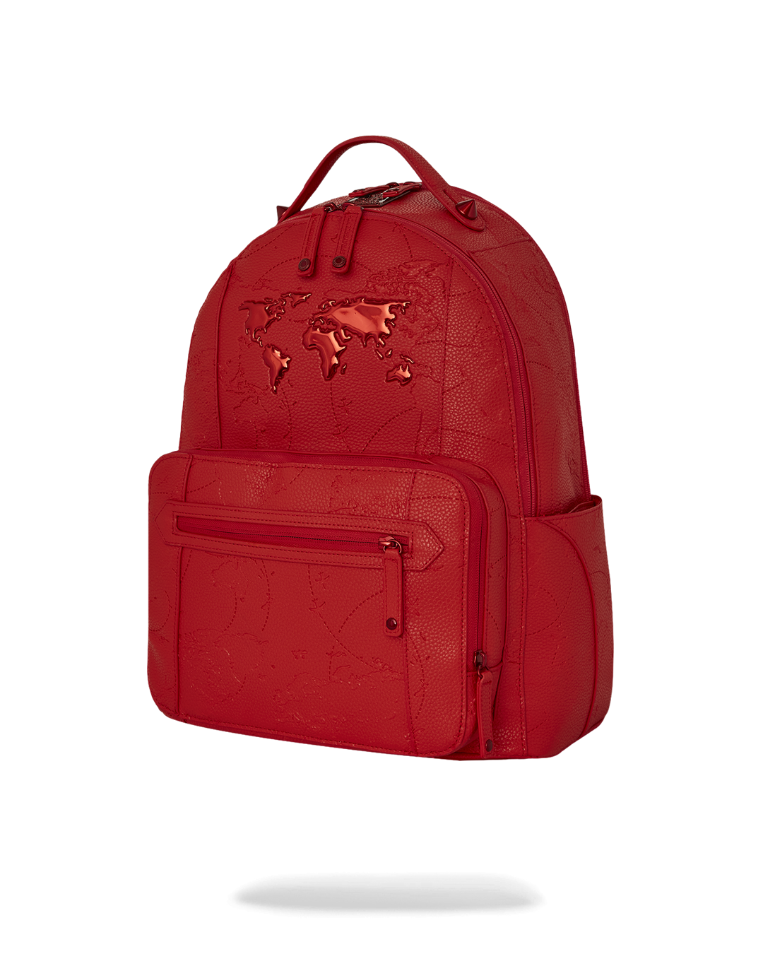 Back view showing ergonomic mesh padding on the ruby red Chateau backpack
