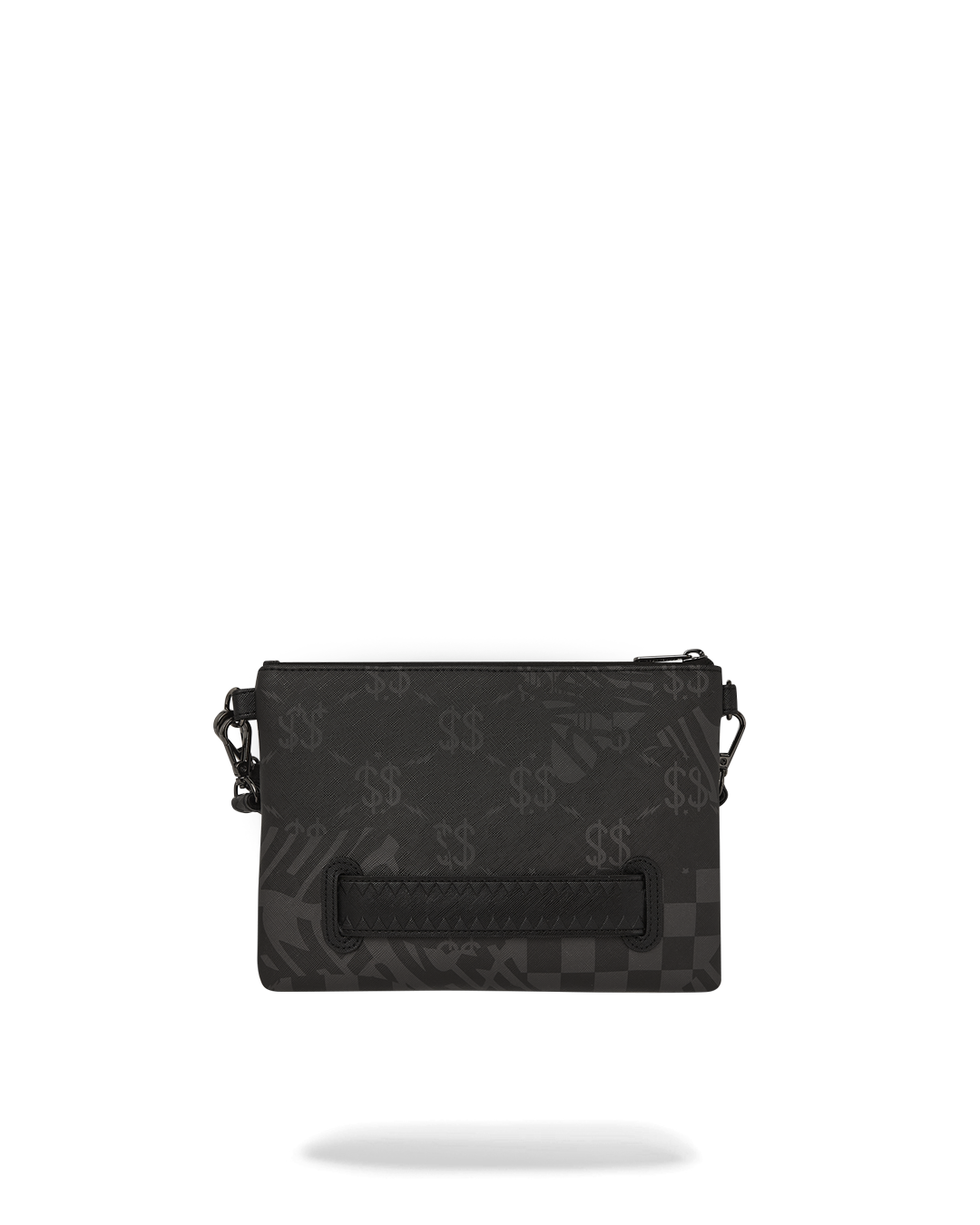 The clutchs front panel with handle, showcasing its stylish design