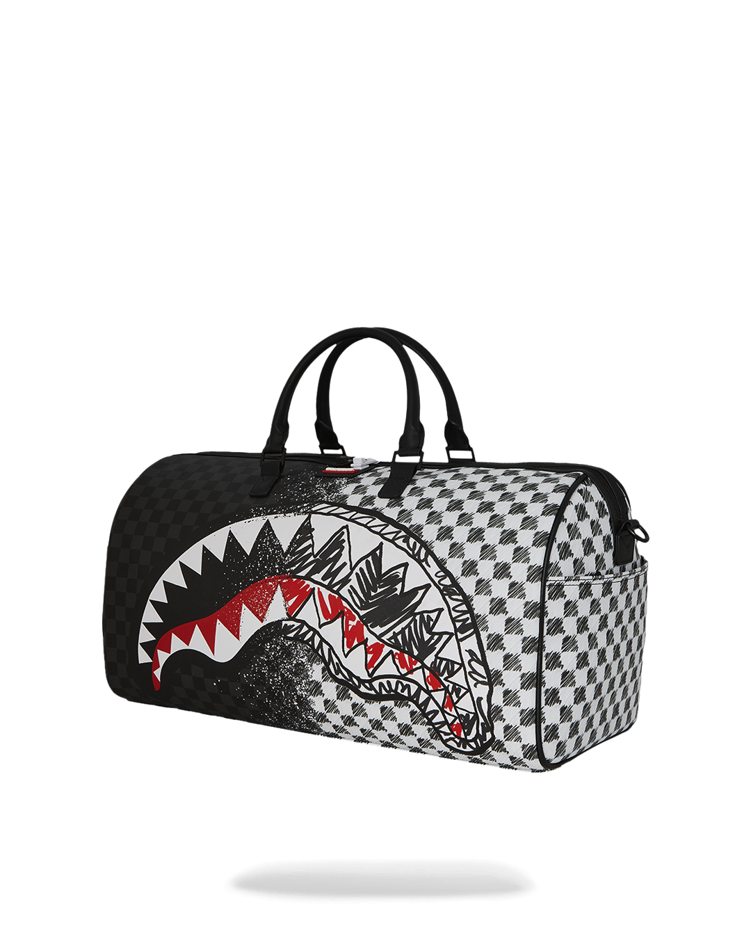 Side profile of duffel bag duffle with adjustable straps for a custom fit