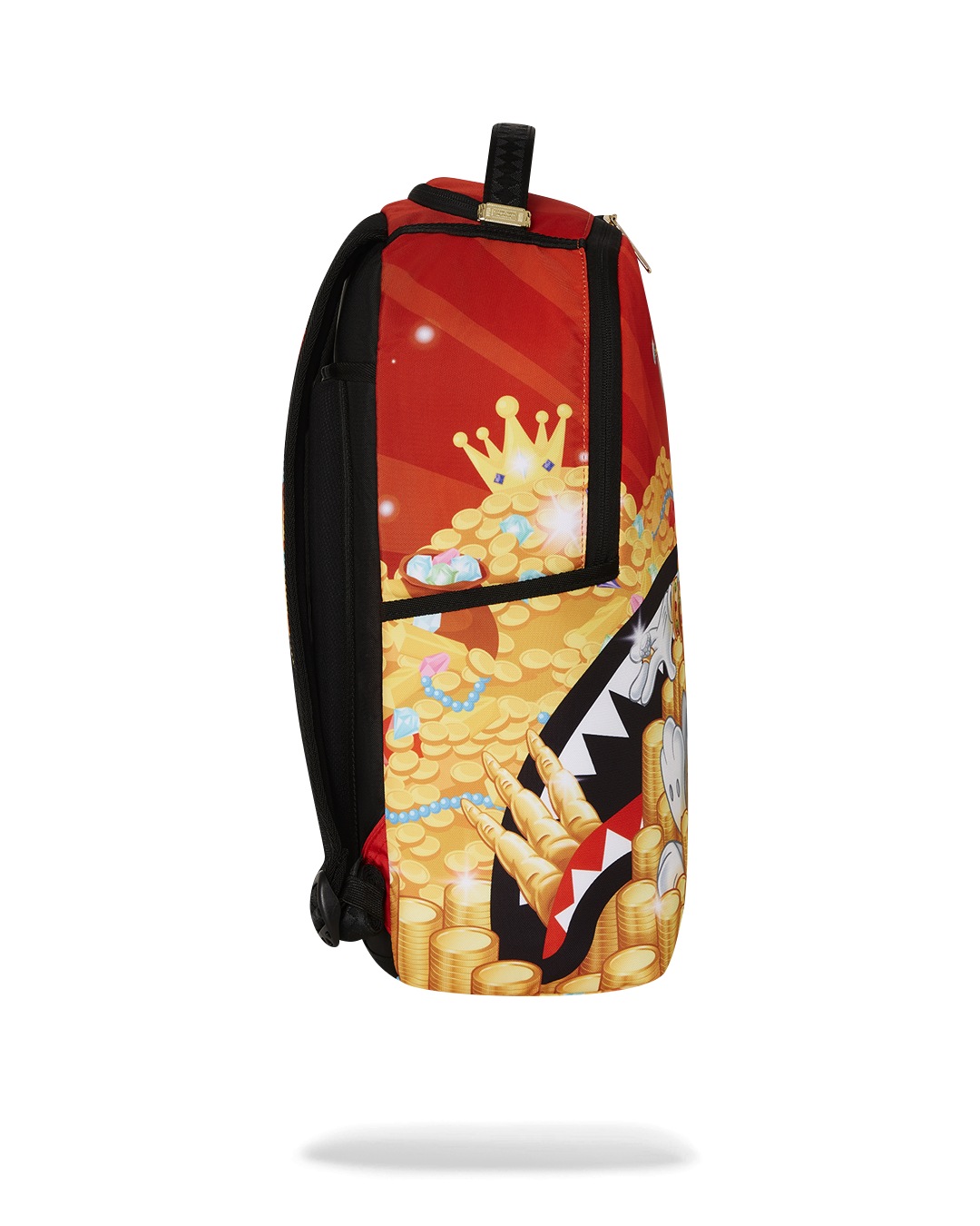 Open backpack displaying interior laptop compartment and organizer