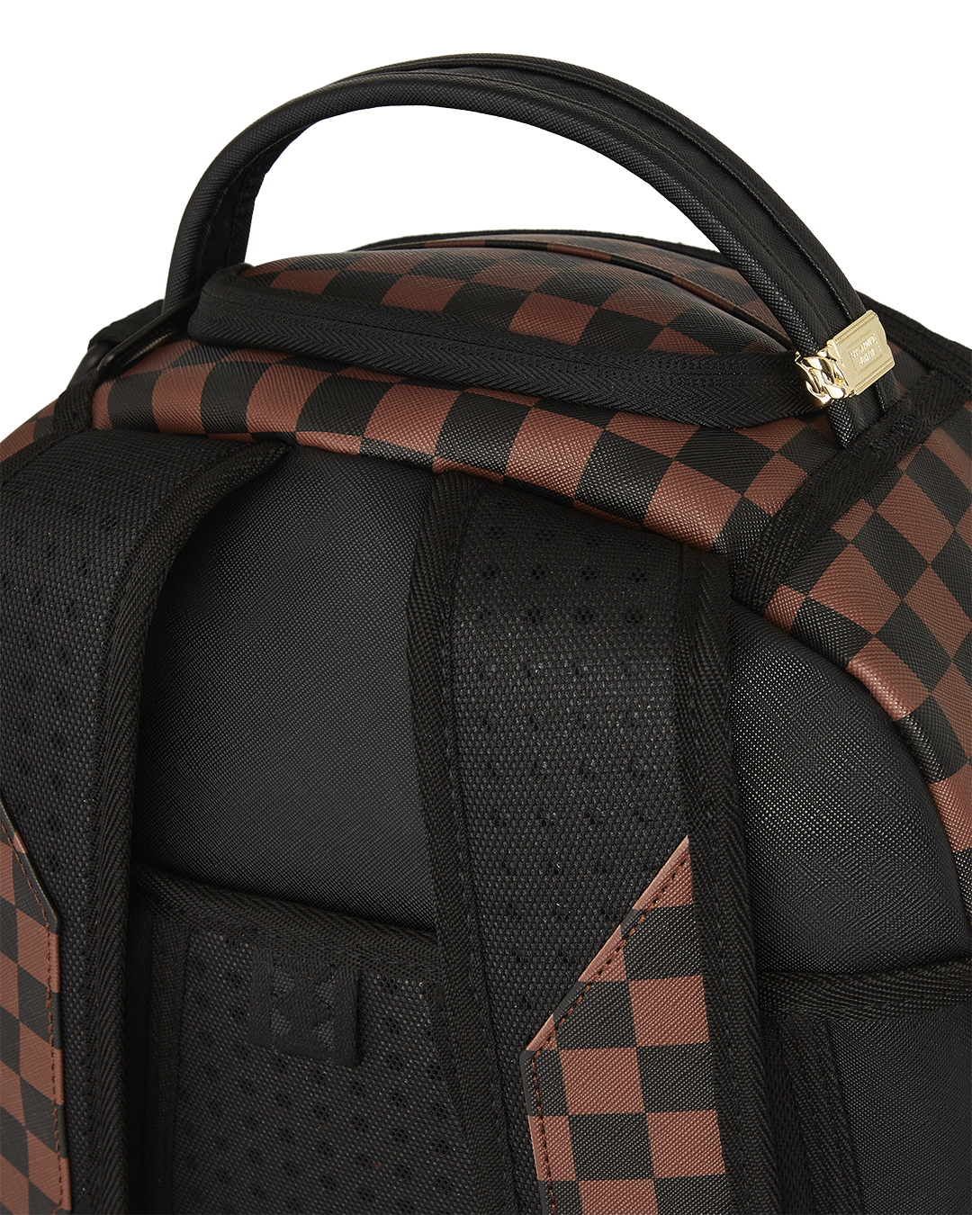 Woman wearing the backpack in an urban setting, side view