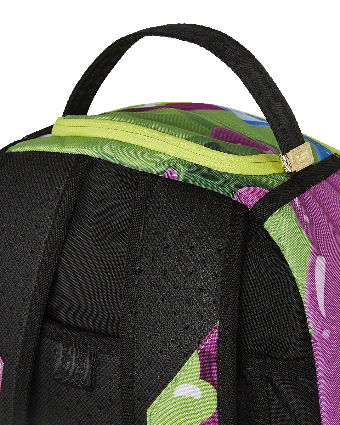 Interior view of the Gummy Spray DLXR backpack showcasing the velour laptop compartment