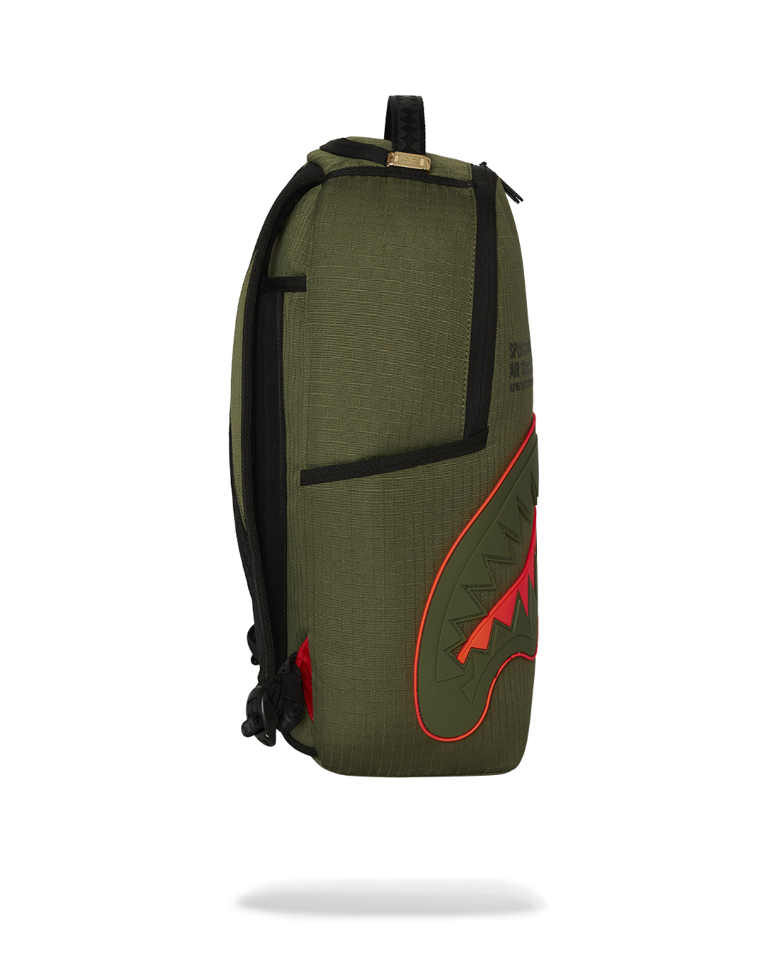 Side view of designer backpack worn during downtown commute