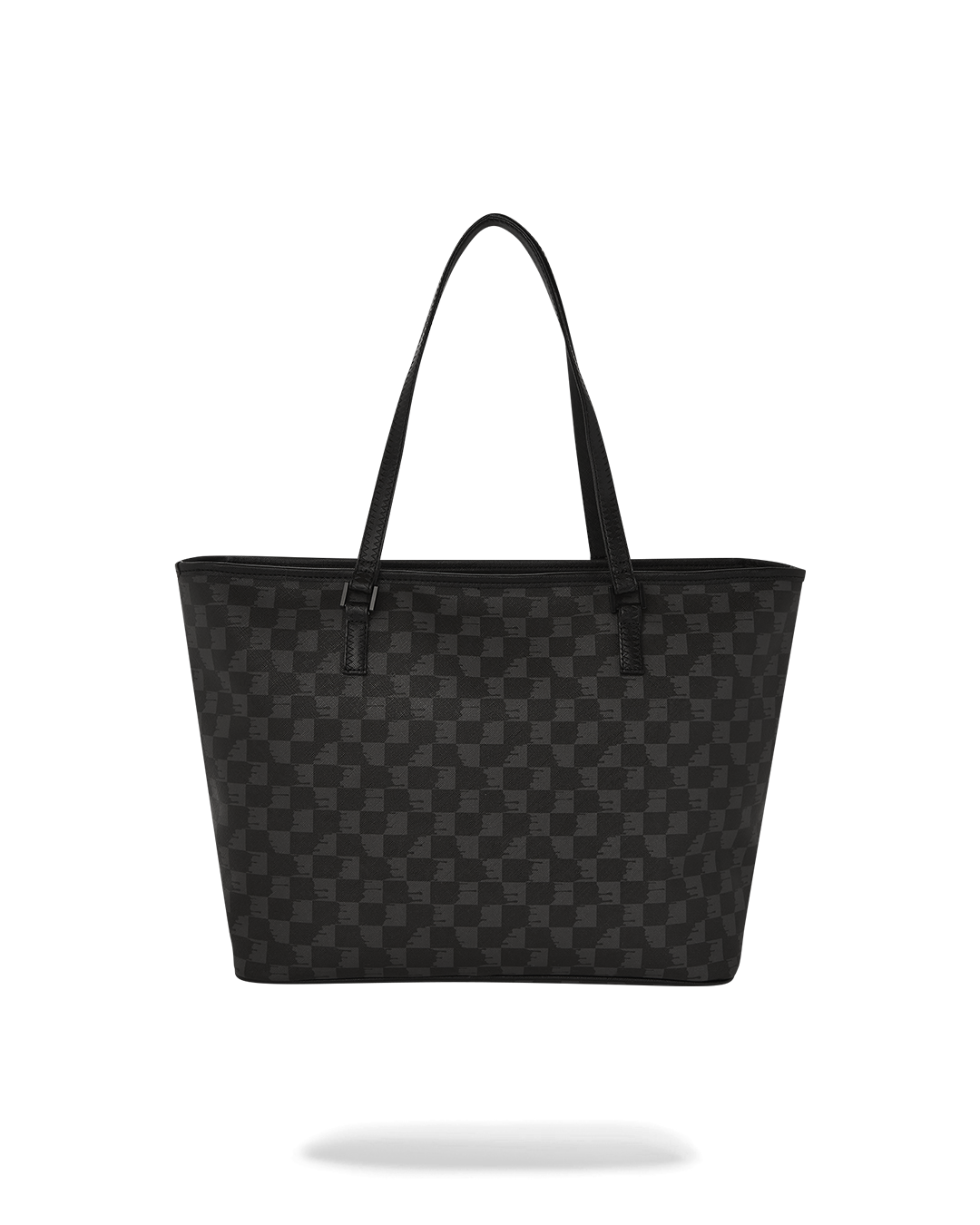 Close-up of the tote bags durable faux leather fabric and metal hardware