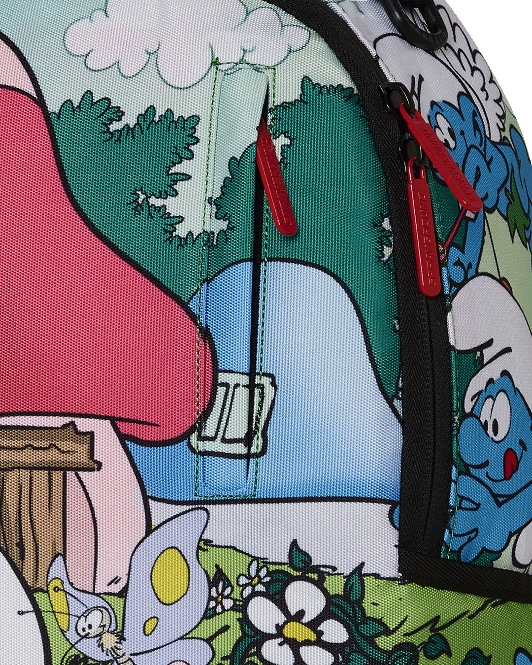 Interior view of the Smurfs backpack showing laptop compartment.