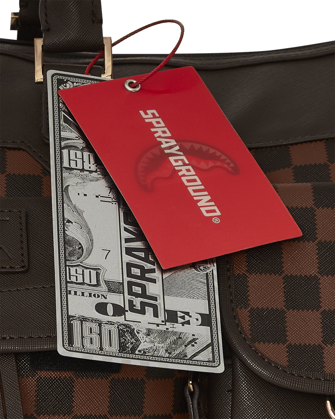 Close-up of metal zippers on the durable travel duffle bag