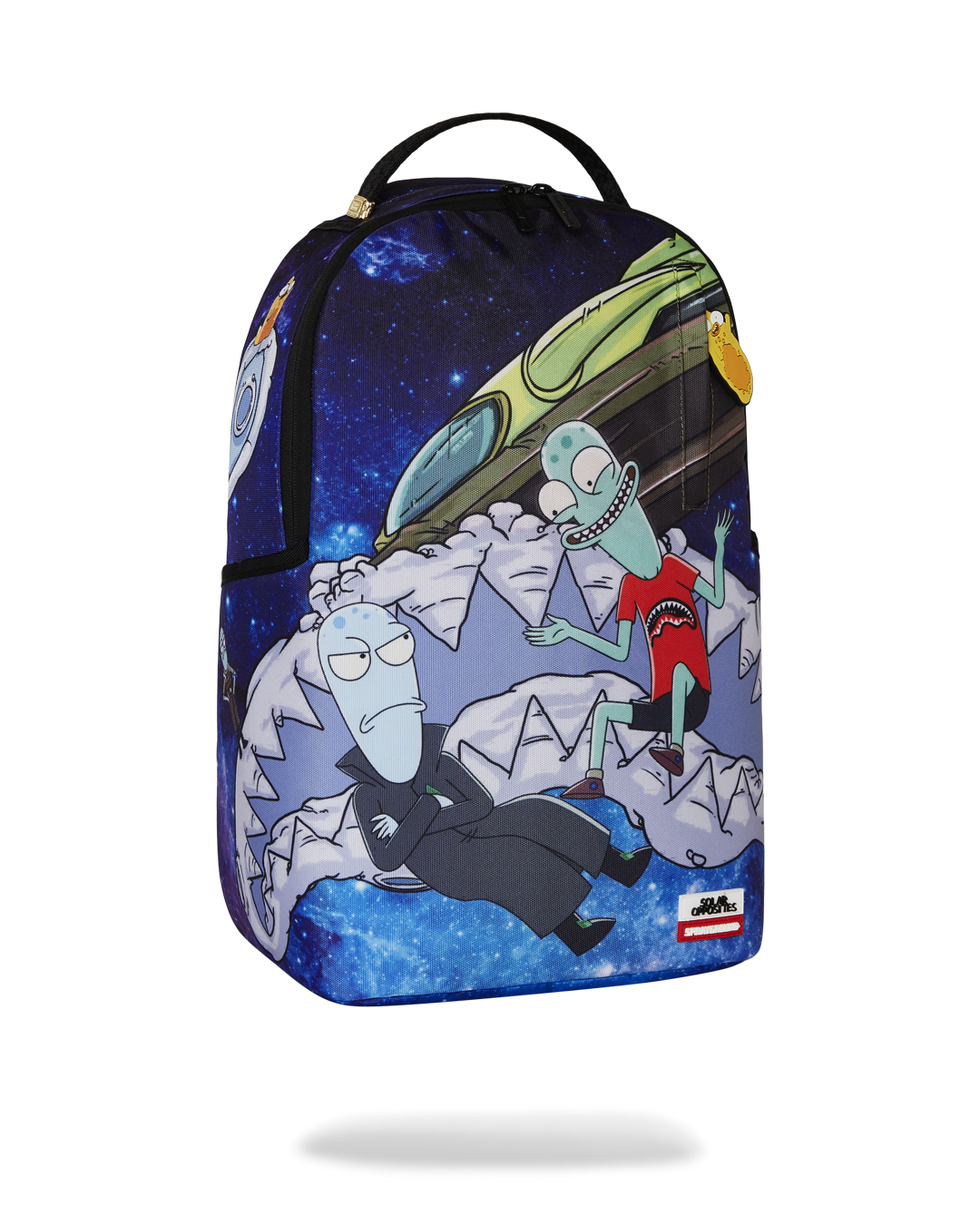 Backpack with insulation being worn on hiking trail with hydration tube visible
