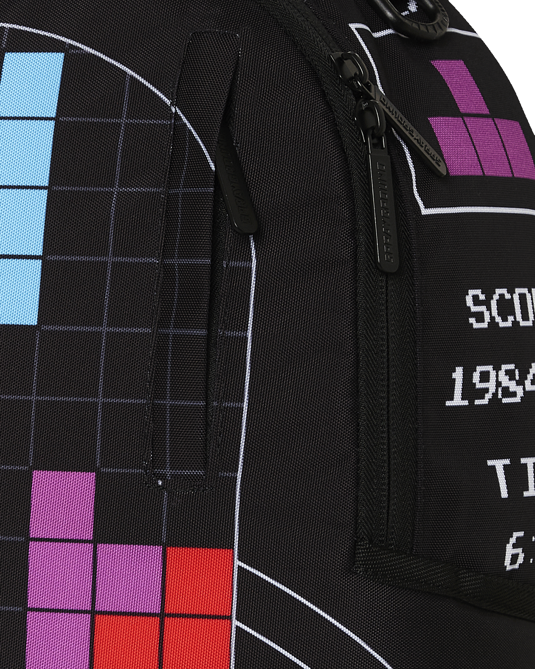 Interior shot showing laptop compartment and mesh organizer in designer backpack