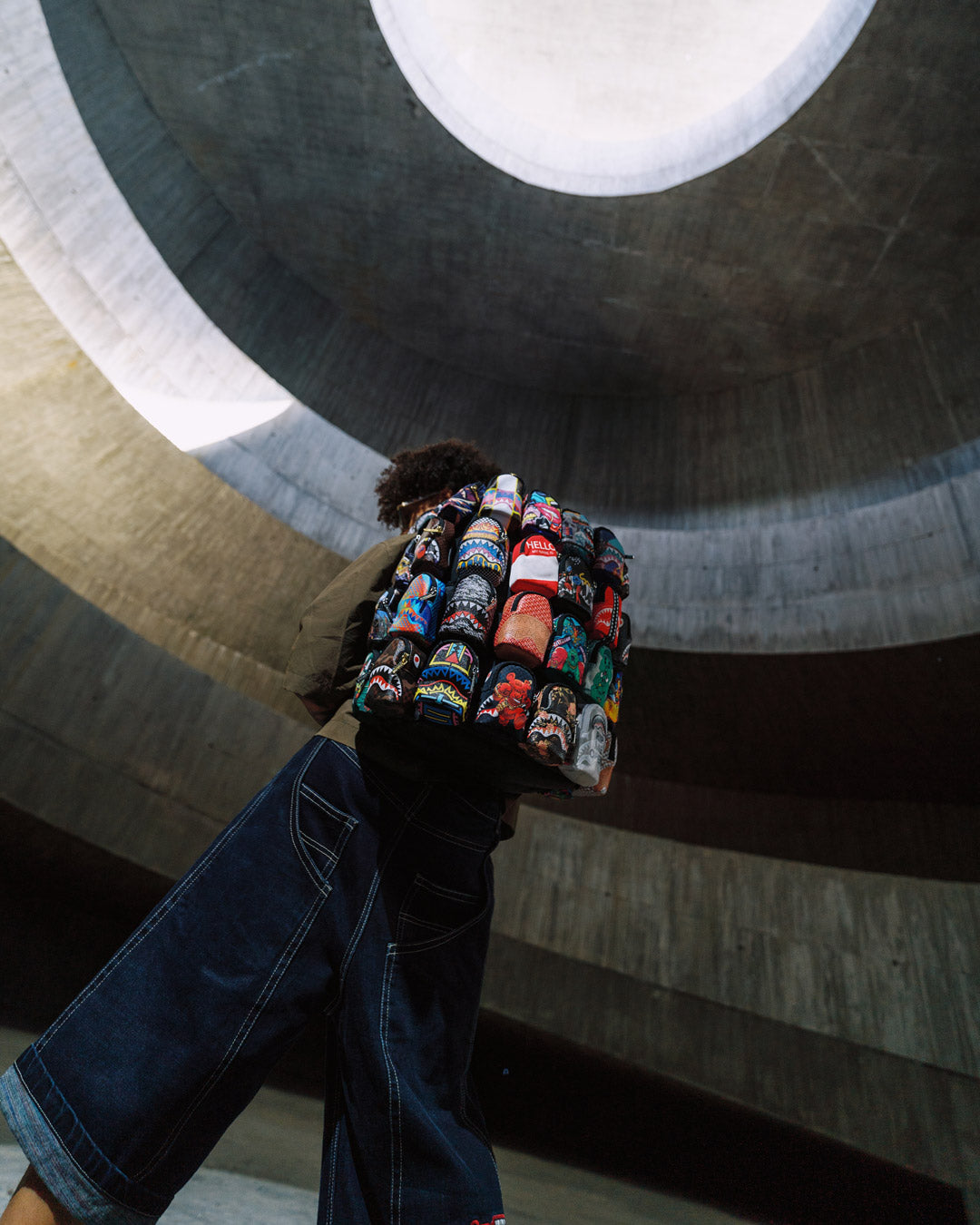 Front view of the limited edition 15th anniversary bag showing multiple pockets