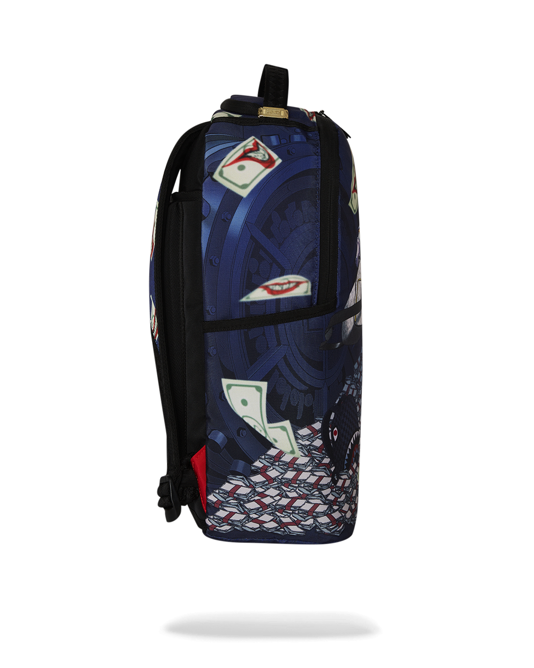 Back view of the leather laptop backpack demonstrating the slide-through sleeve for luggage
