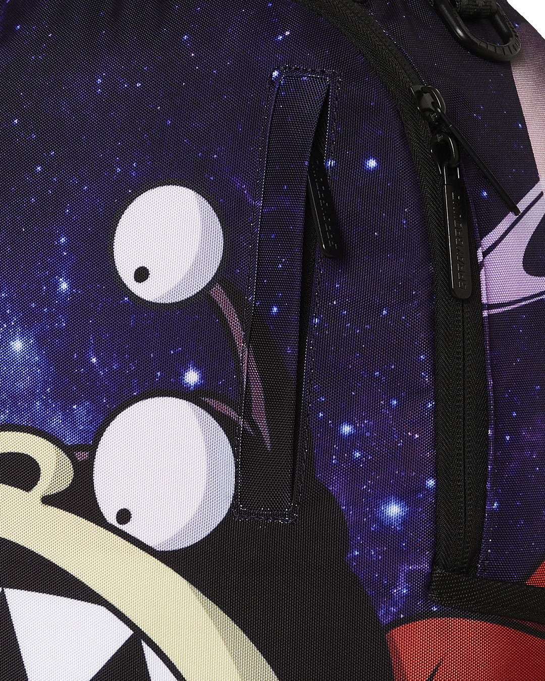 Side of the backpack with mesh pockets and adjustable straps for comfortable wear