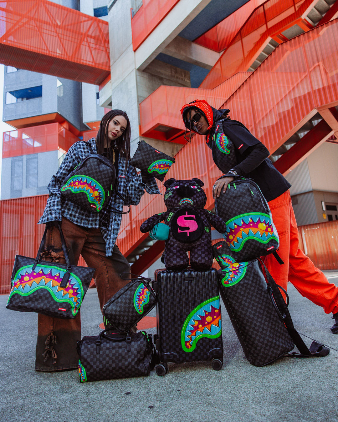 Side view of the mini duffle purse showcasing water-resistant fabric and compact design