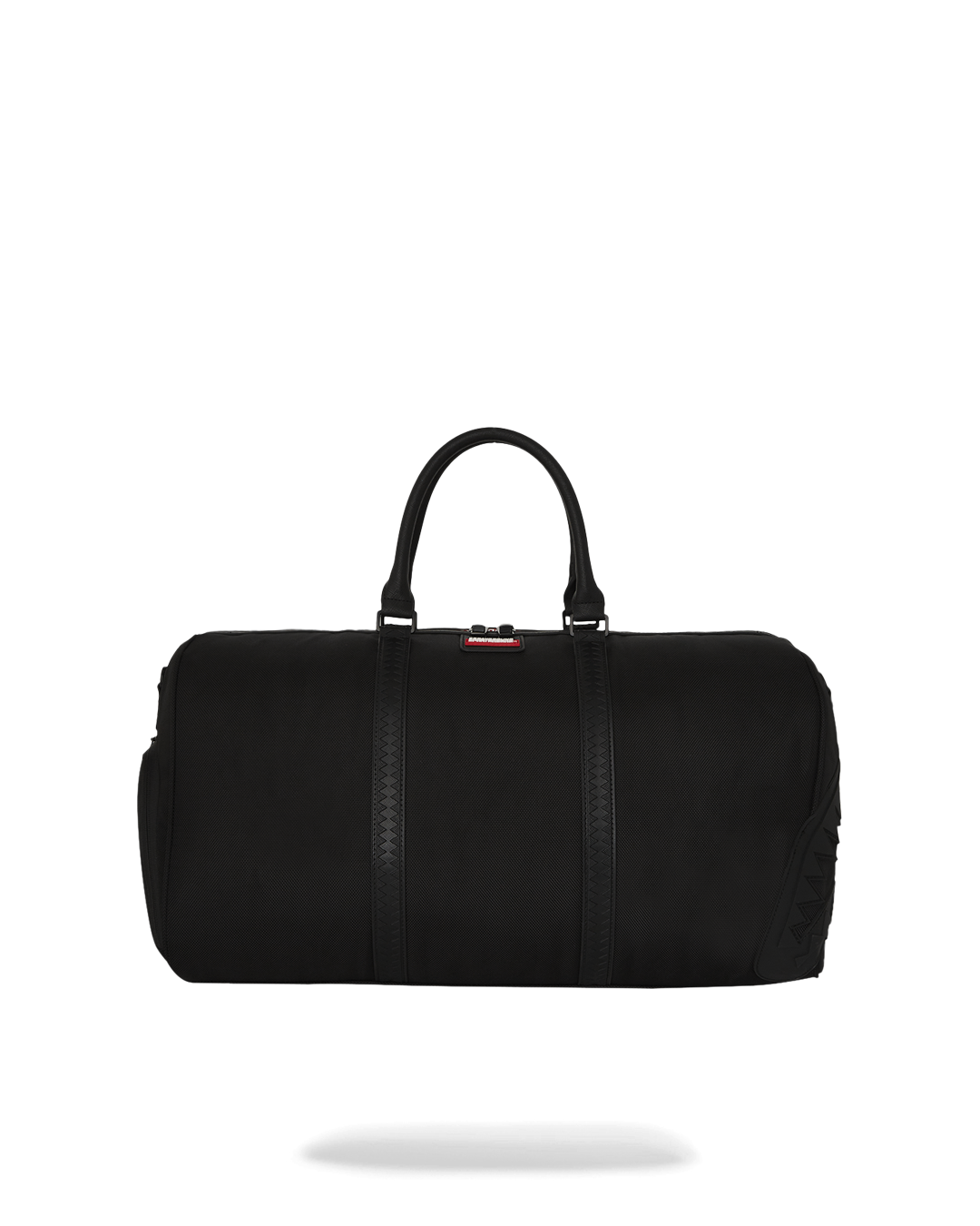 Ultimate travel duffle bag with gold zippers and adjustable straps.
