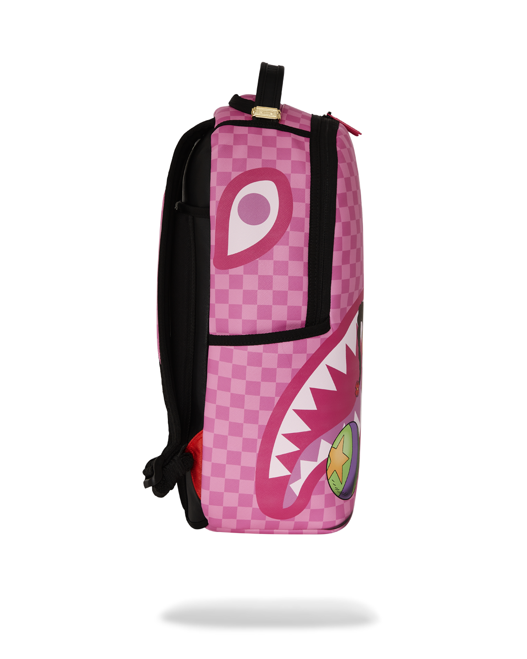 Sprayground backpack limited edition on carry-on suitcase sleeve for travel use.