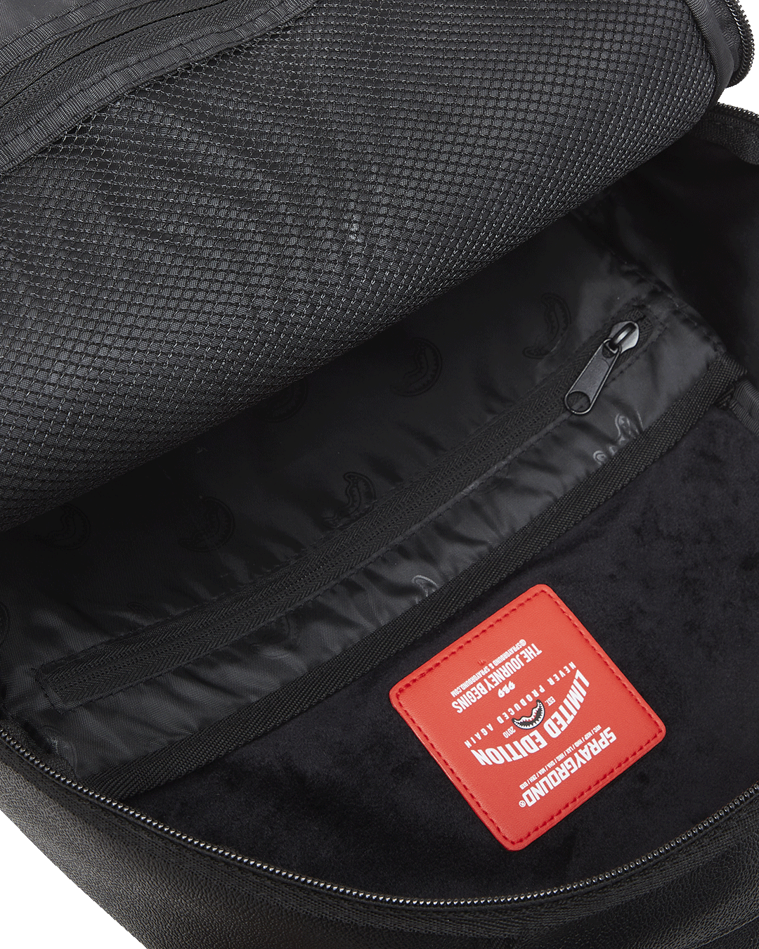 Interior view of the laptop compartment in the designer backpack
